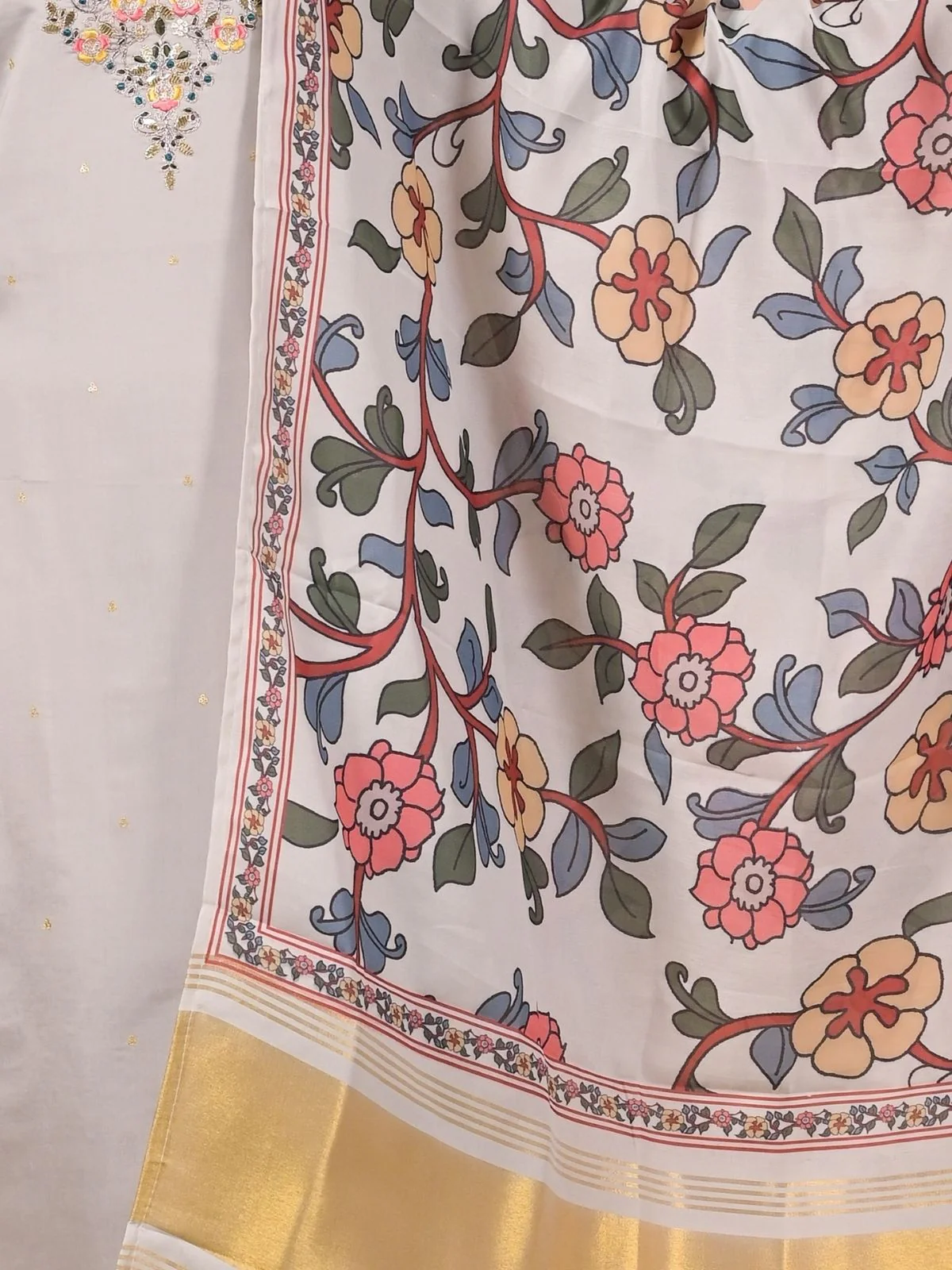Odette Grey Viscose Rayon Embroidered Stitched Kurta Set For Women - Image 6