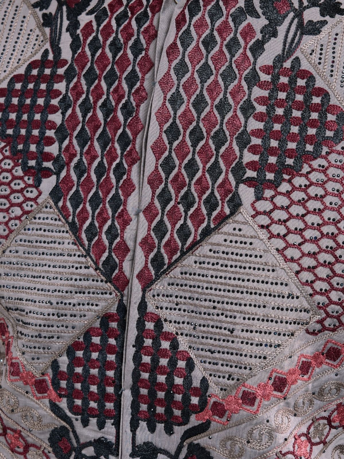Odette Grey Viscose Silk Embroidered Stitched Kurta For Men - Image 6