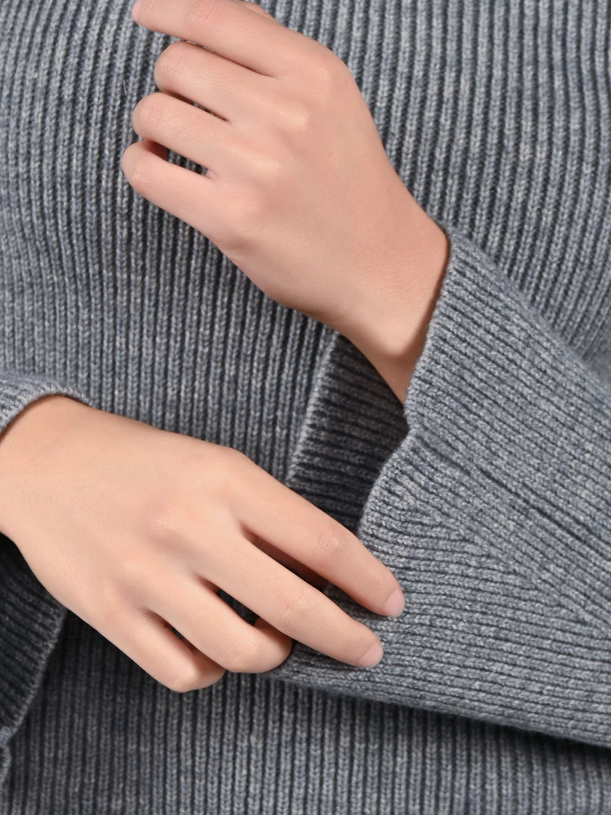 Odette Grey Wool Solid Dress For Women - Image 6
