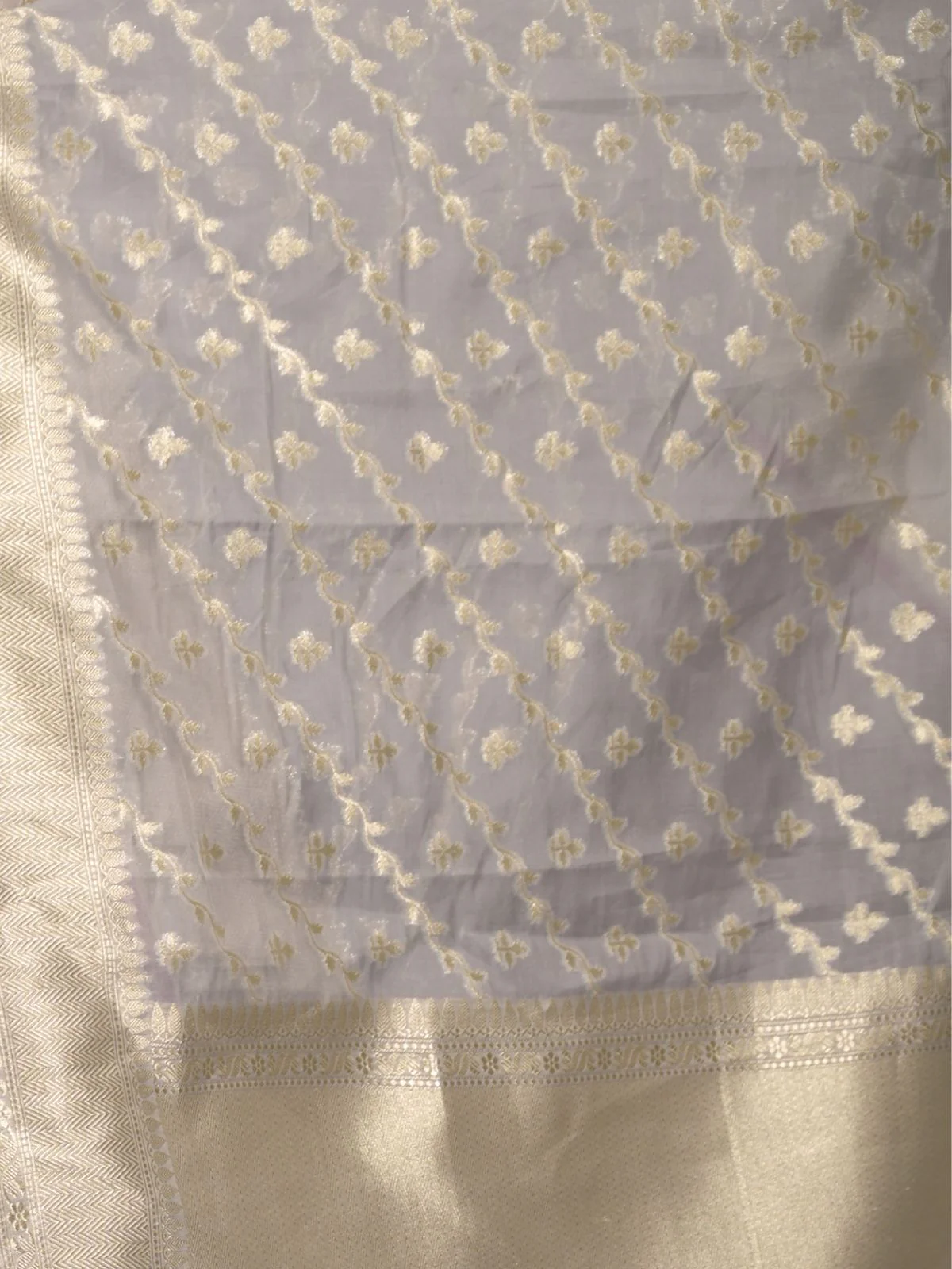 Odette Grey Woven Silk Blend Saree With Unstitched Blouse For Women - Image 5
