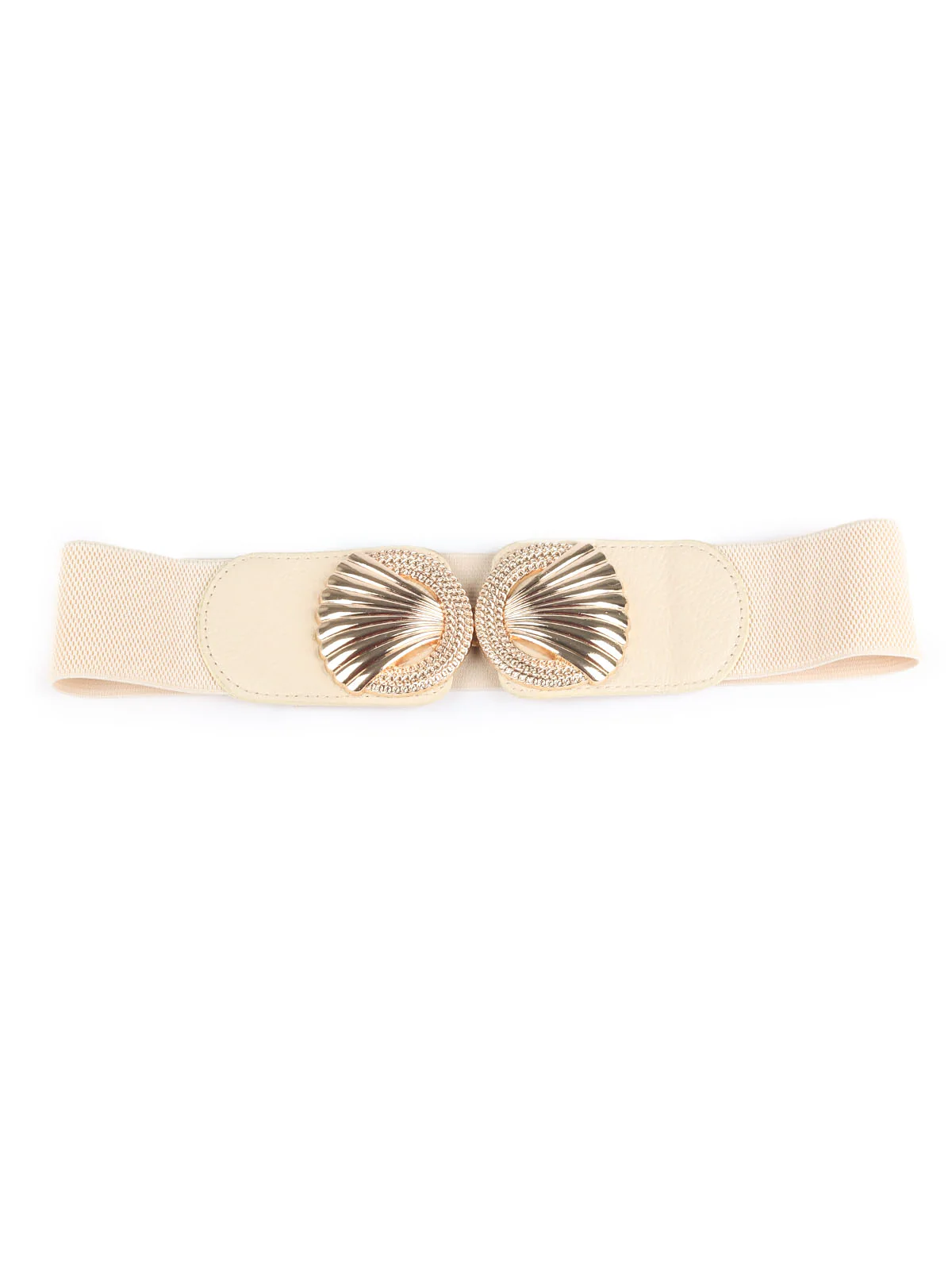 Odette Ivory & Golden Elastic Embellished & Textured Belt For Women - Image 3
