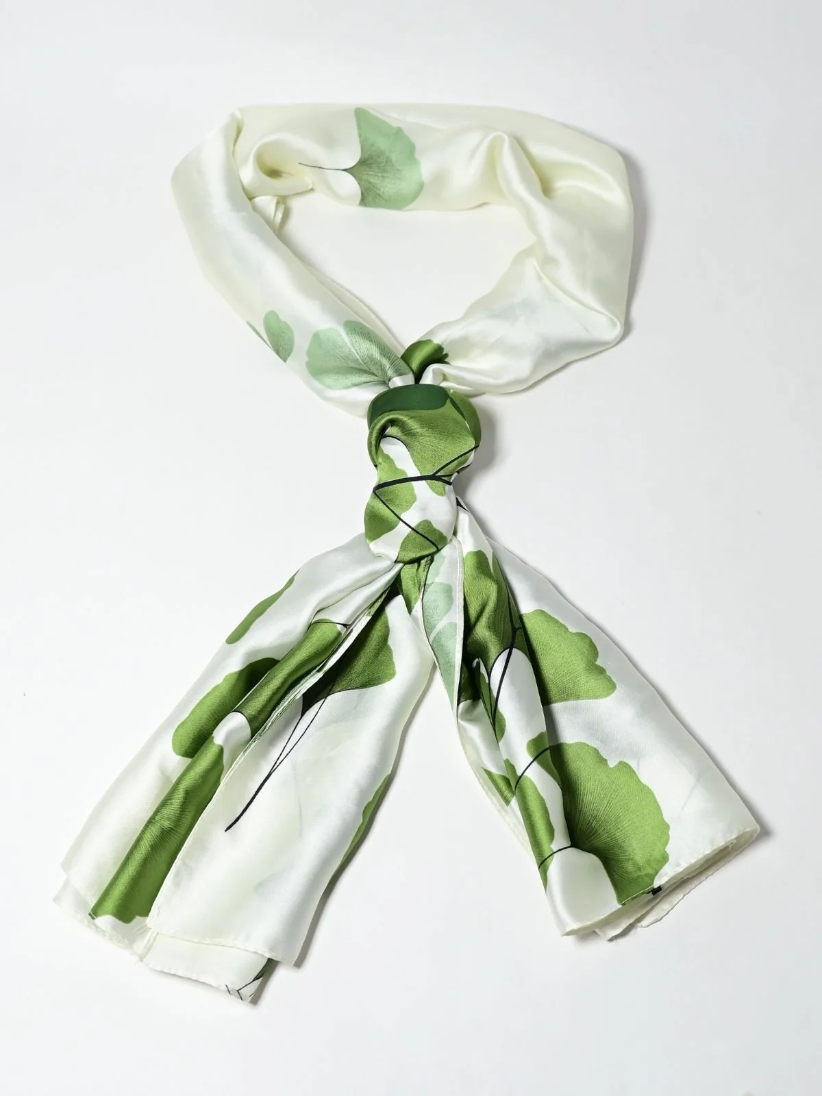 Odette Ivory Printed Satin Scarf For Women - Image 3
