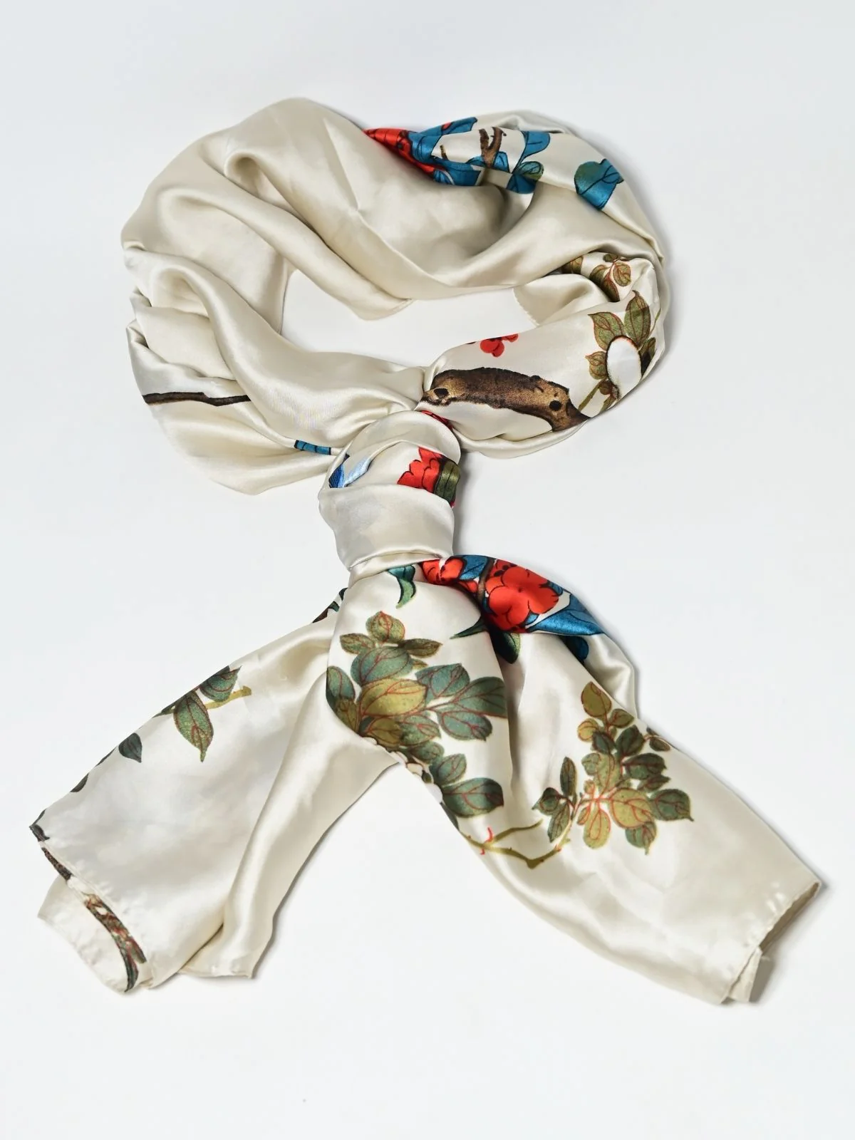 Odette Ivory Printed Satin Scarf For Women - Image 3