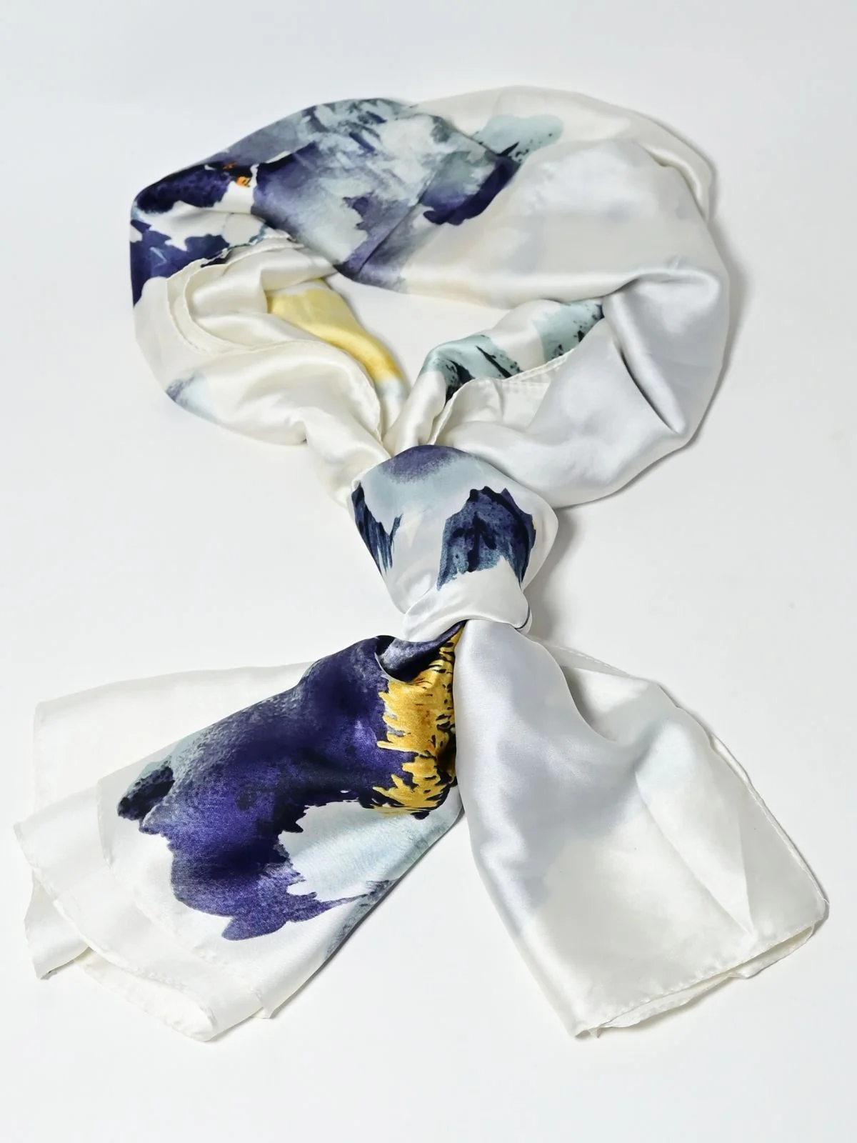 Odette Ivory Printed Satin Scarf For Women - Image 3