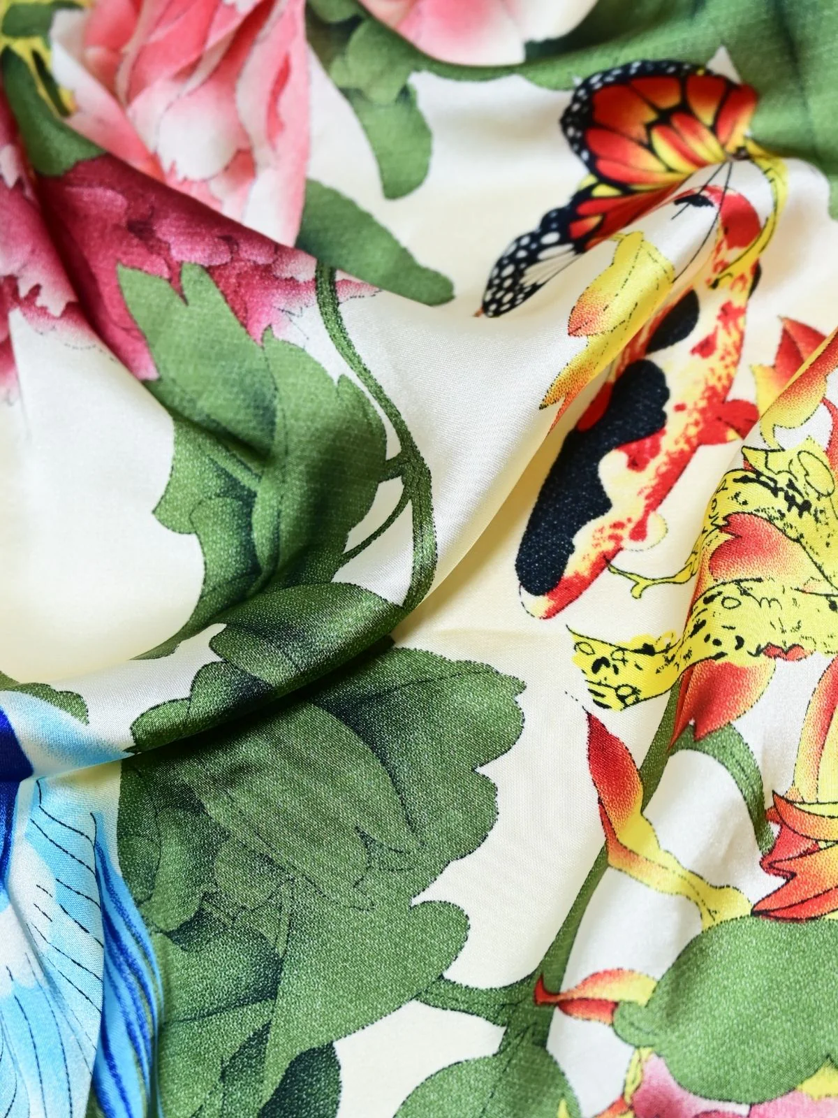 Odette Ivory Printed Satin Scarf For Women - Image 6