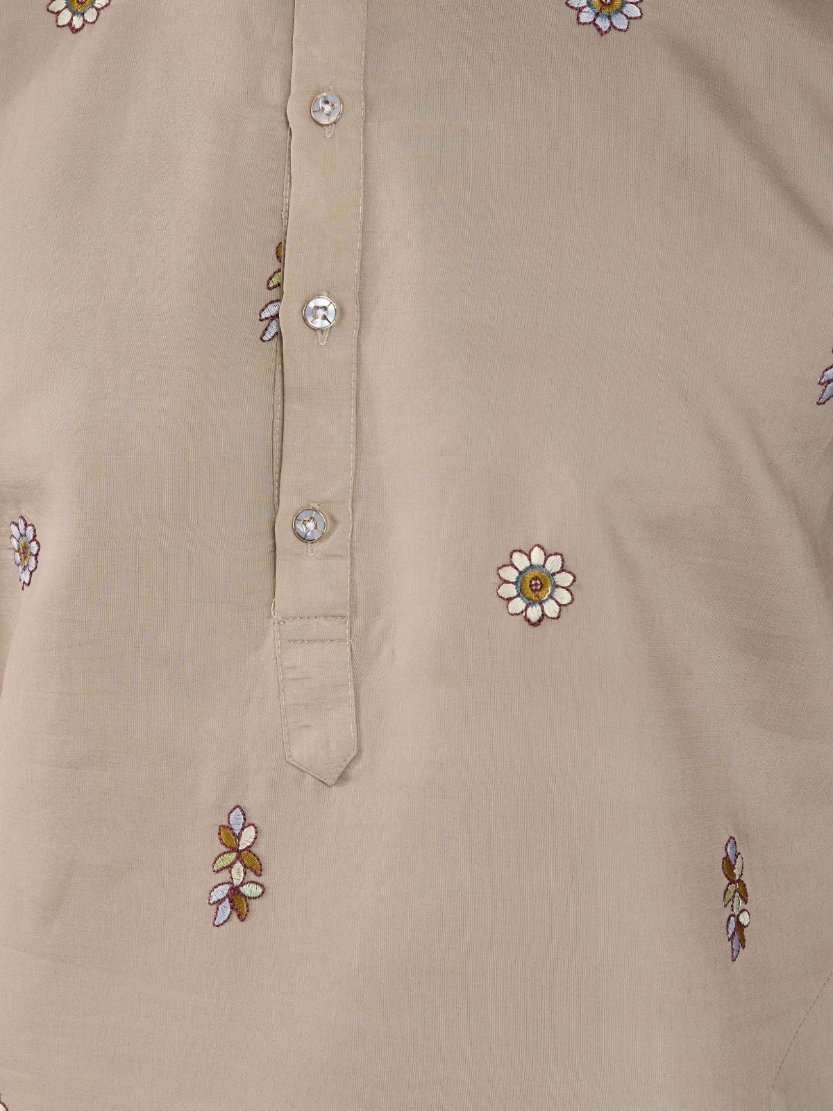 Odette Ivory Viscose Silk Embroidered Stitched Kurta For Men - Image 9
