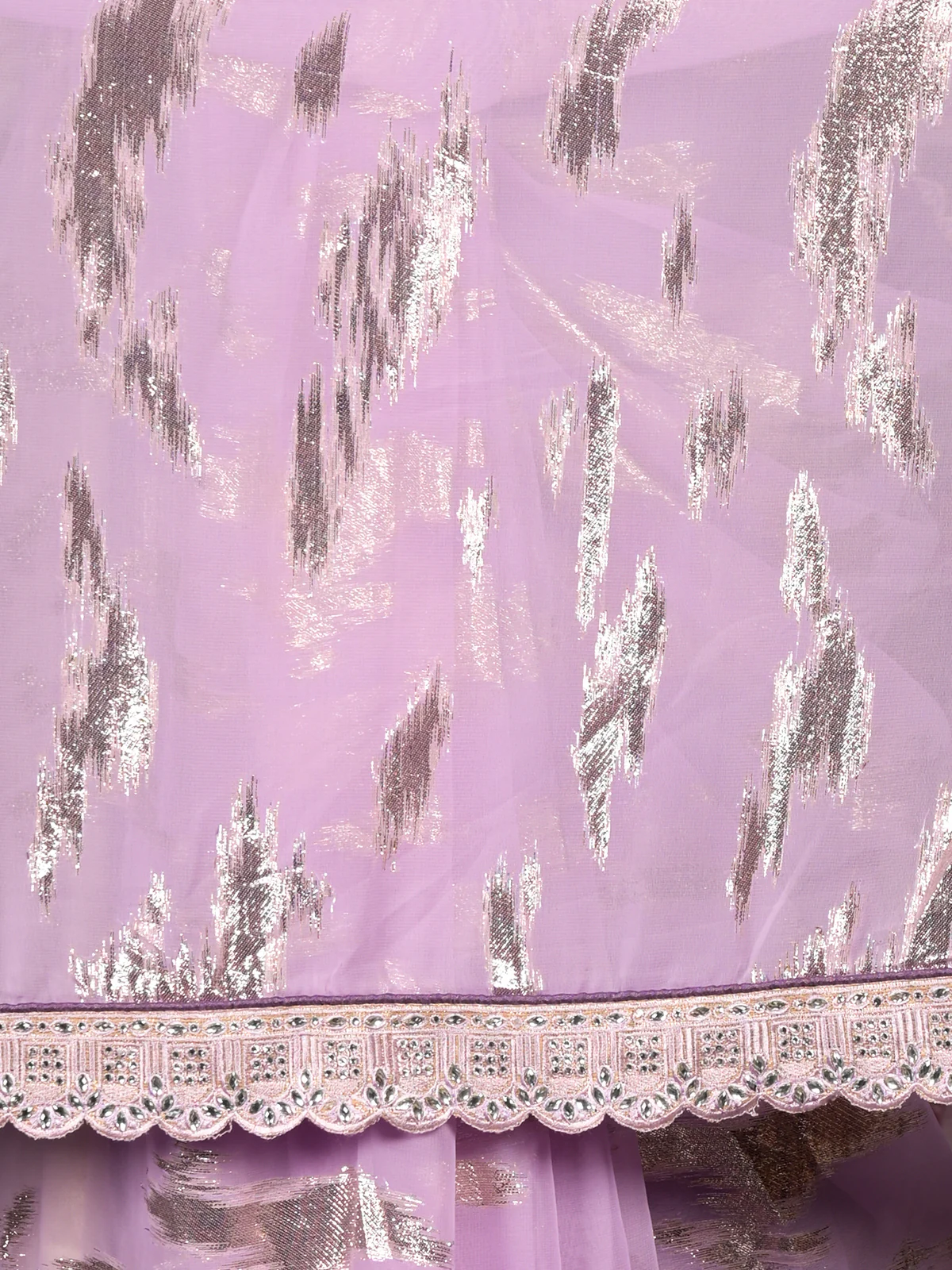Odette Lavendar Georgette Saree With Unstitched Blouse For Women - Image 6
