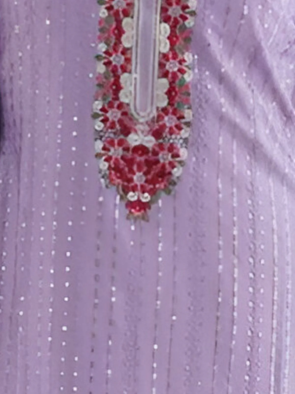 Odette Lavender Chinon Embroidered Kurta Set For Women - Image 4