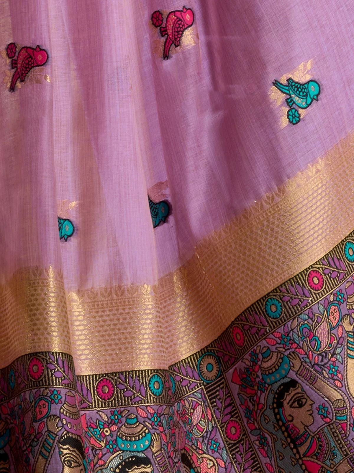 Odette Lavender Cotton Blend Woven Saree For Women - Image 6