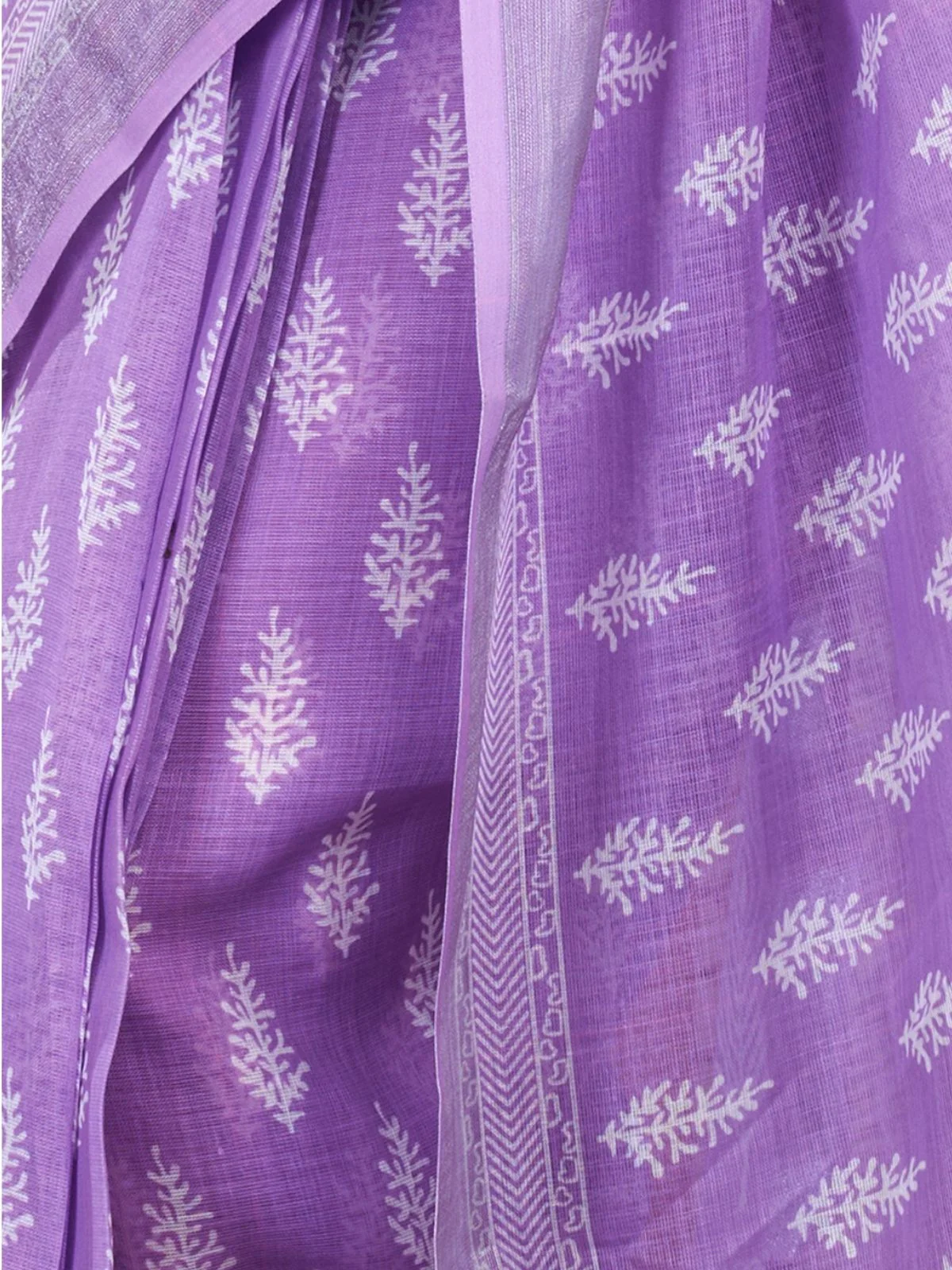 Odette Lavender Cotton Linen Zari Work Saree For Women - Image 5