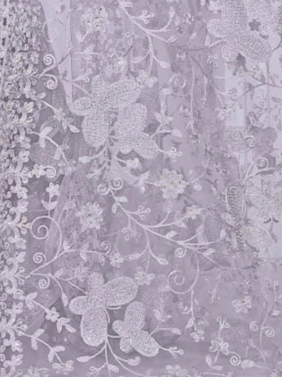 Odette Lavender Embroidered Net Saree With unstitched Blouse For Women - Image 3