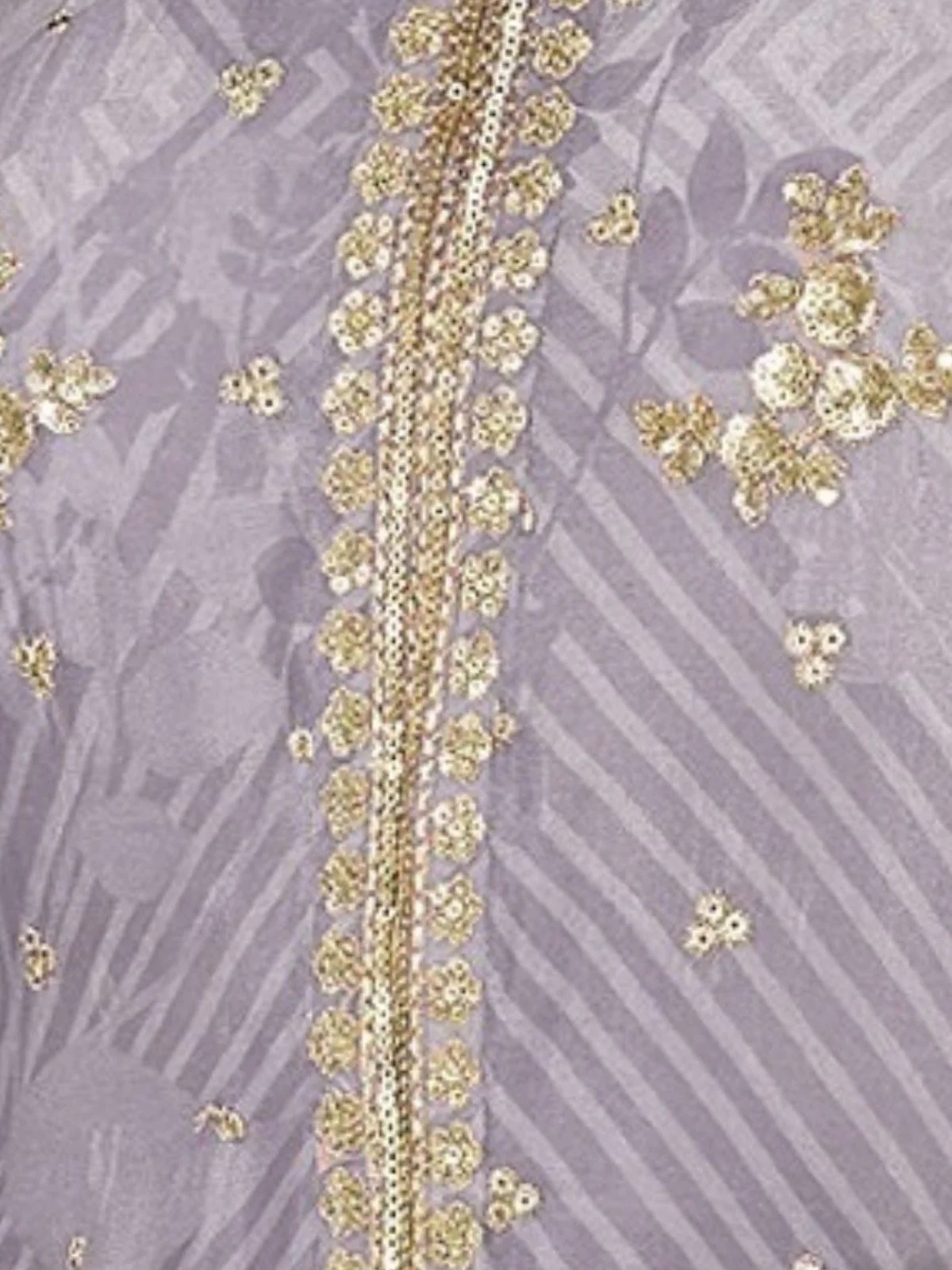 Odette Lavender Georgette Embellished Stitched Kurta Set For Women - Image 3