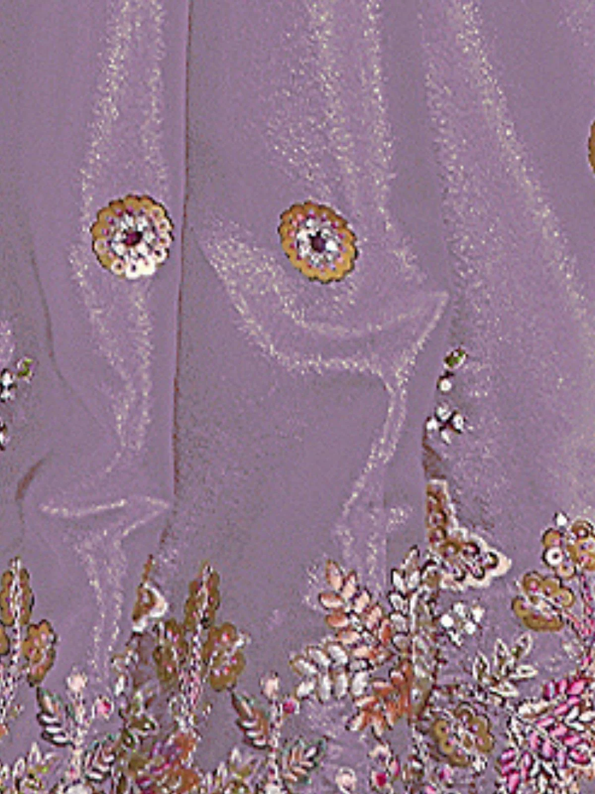 Odette Lavender Georgette Embroidered Elegant Saree For Women - Image 4