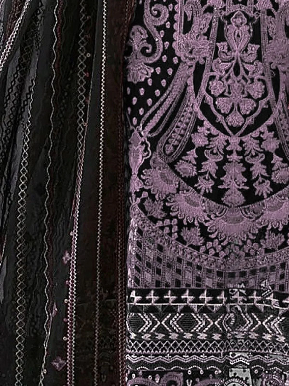 Odette Lavender Georgette Embroidered Semi-Sitched Kurta Set For Women - Image 3