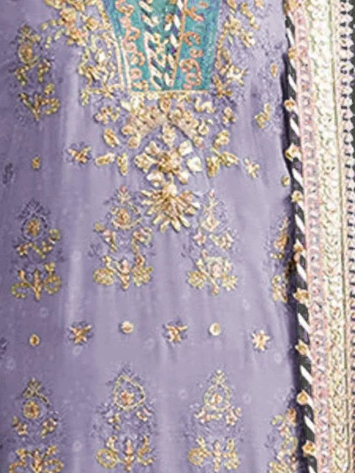Odette Lavender Georgette Embroidered Semi-Stitched Kurta Set For Women - Image 3
