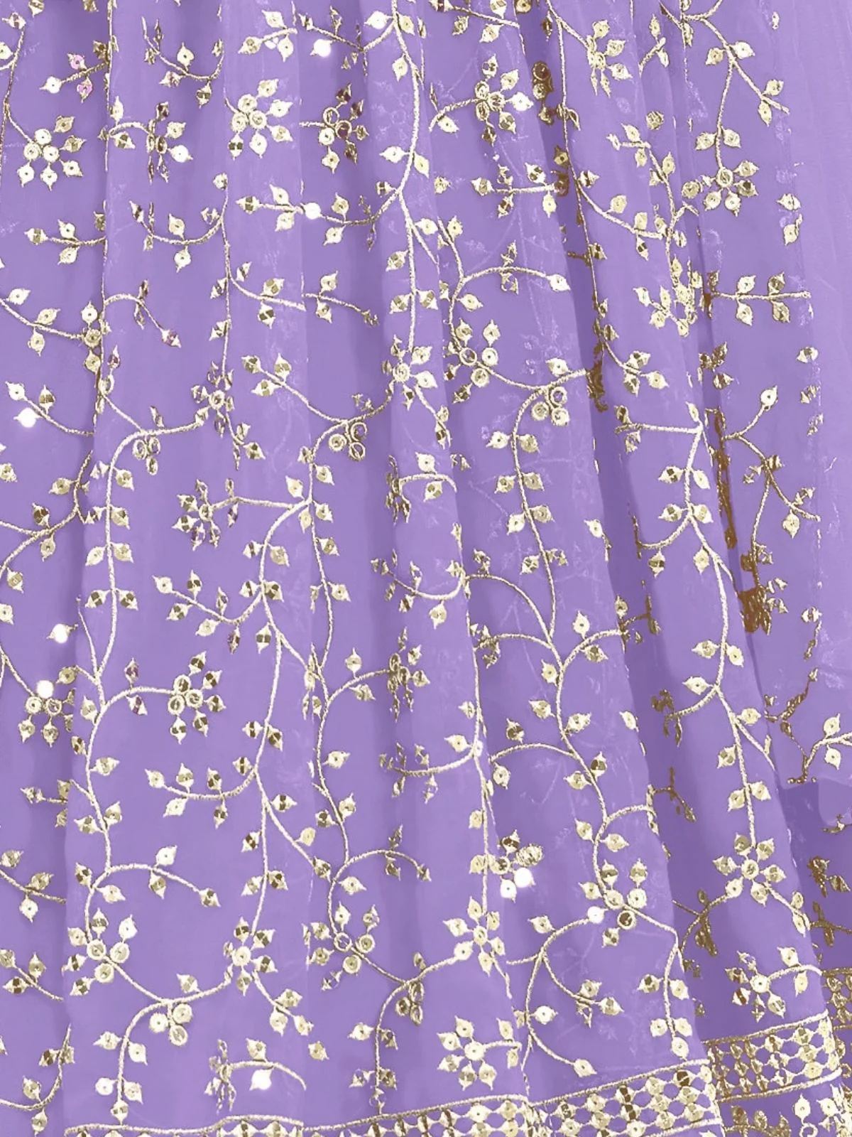 Odette Lavender Georgette Embroidered Semi-Stitched Lehenga For Women - Image 5