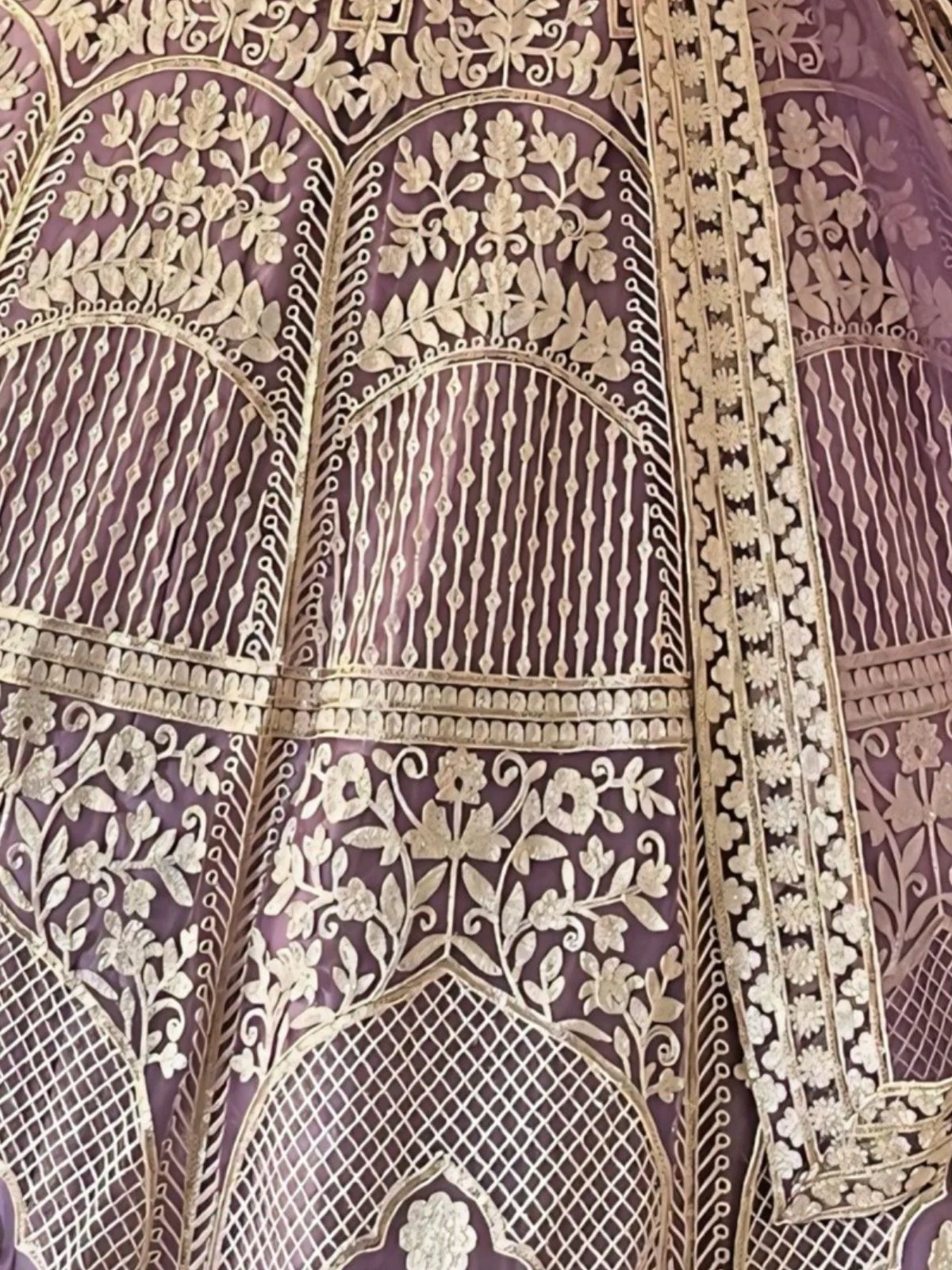 Odette Lavender Net Embellished Semi Stitched Lehenga For Women - Image 4