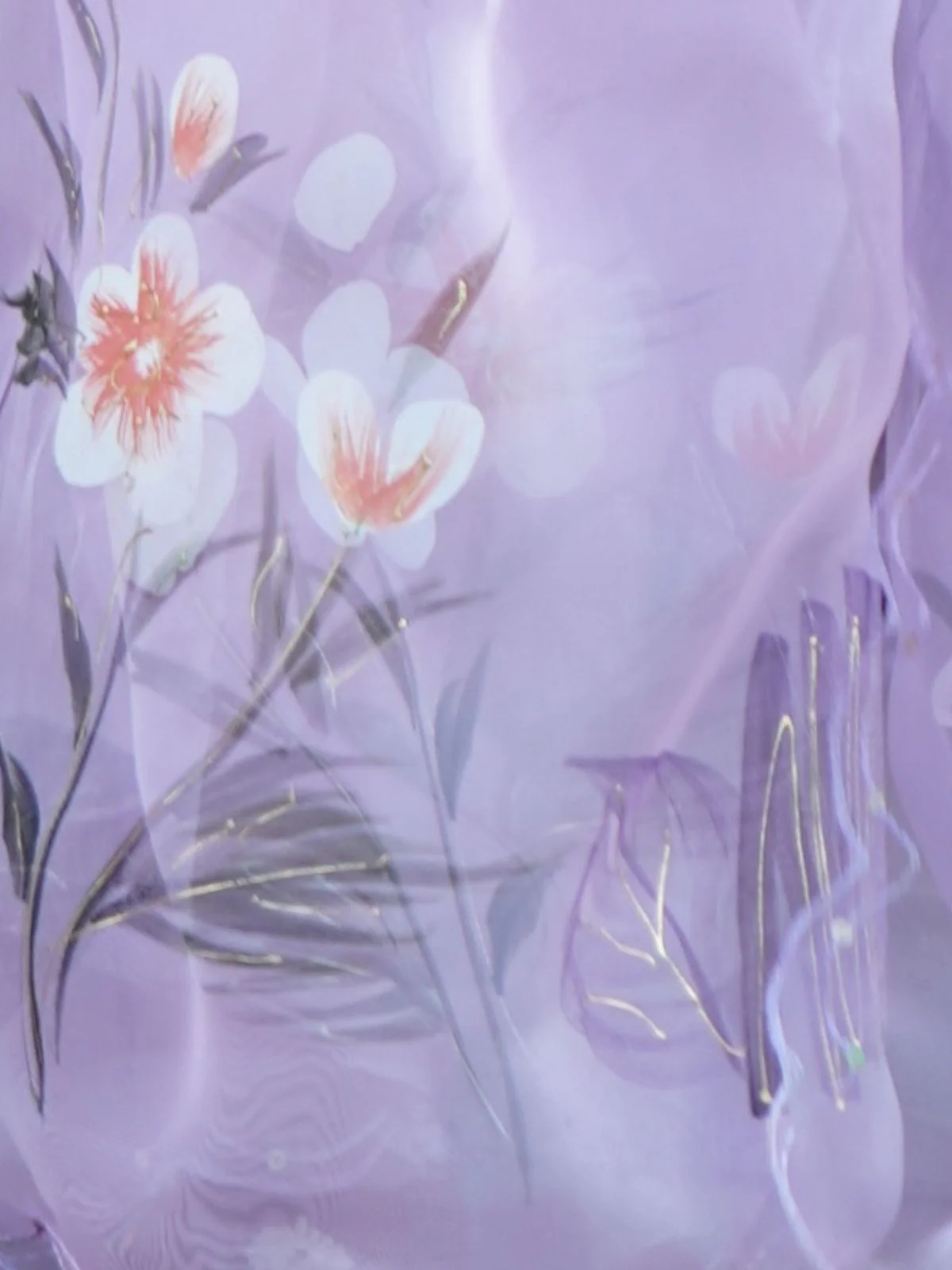 Odette Lavender Organza Printed Saree With Unstitched Blouse For Women - Image 4