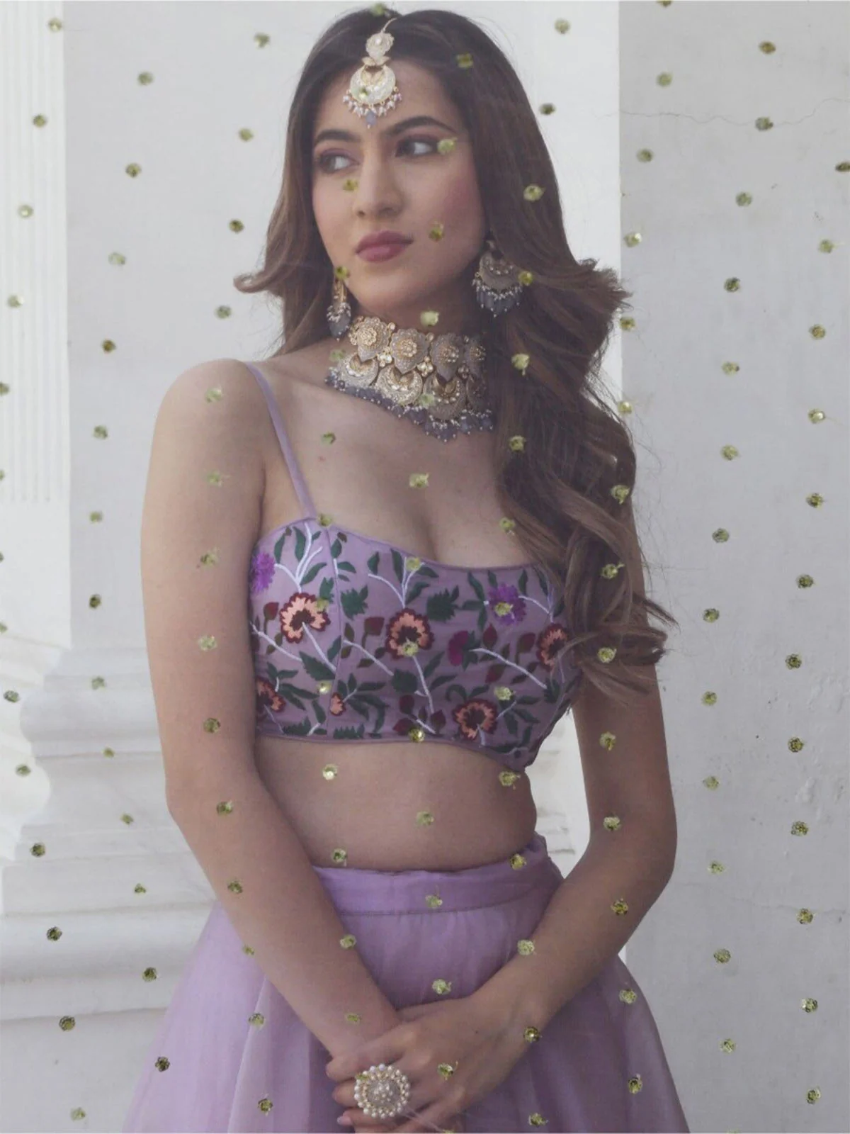Odette Lavender Organza Net Solid Semi Stitched Lehenga With Unstitched Blouse For Women - Image 4