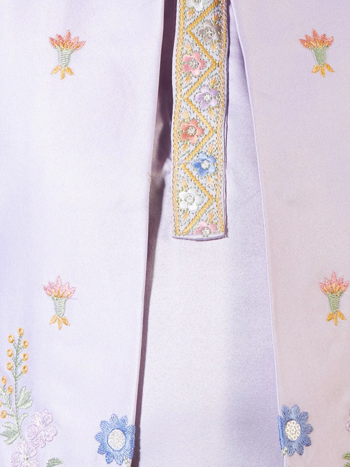 Odette Lavender Satin Embellished Stitched Kurta Set For Kids - Image 7