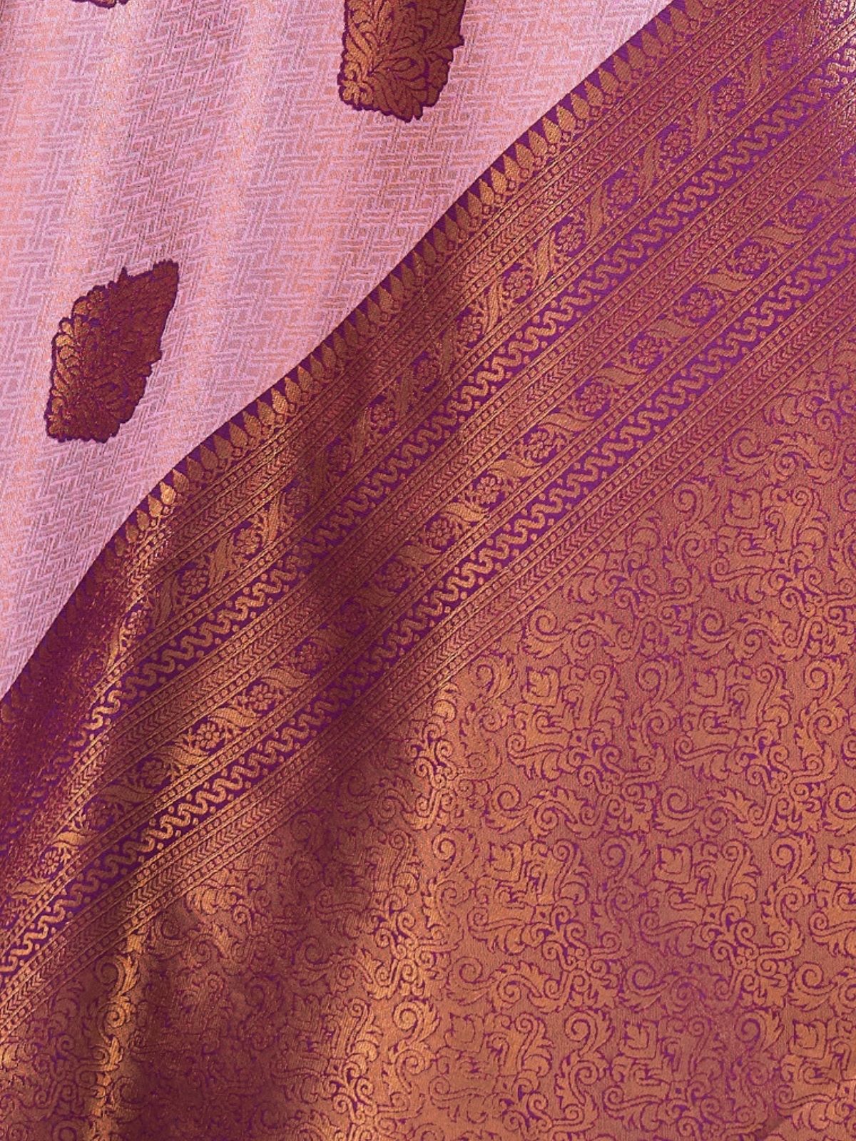 Odette Lavender Silk Blend Woven Saree For Women - Image 5
