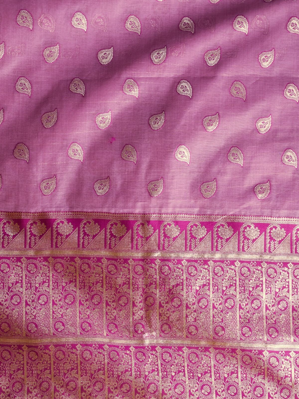 Odette Lavender Silk Blend Woven Saree For Women - Image 6