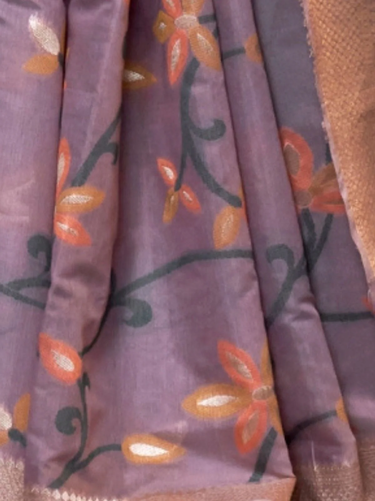 Odette Lavender Silk Blend Woven Saree With Unstitched Blouse For Women - Image 3