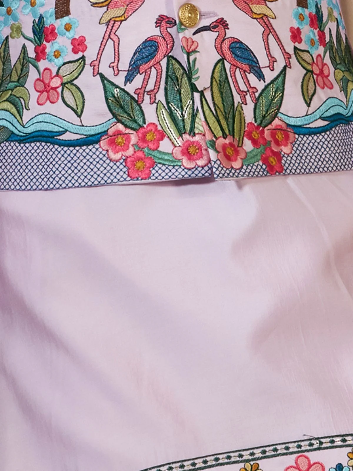 Odette Lavender Viscose Silk Embellished Stitched Kurta Set For Kids - Image 6