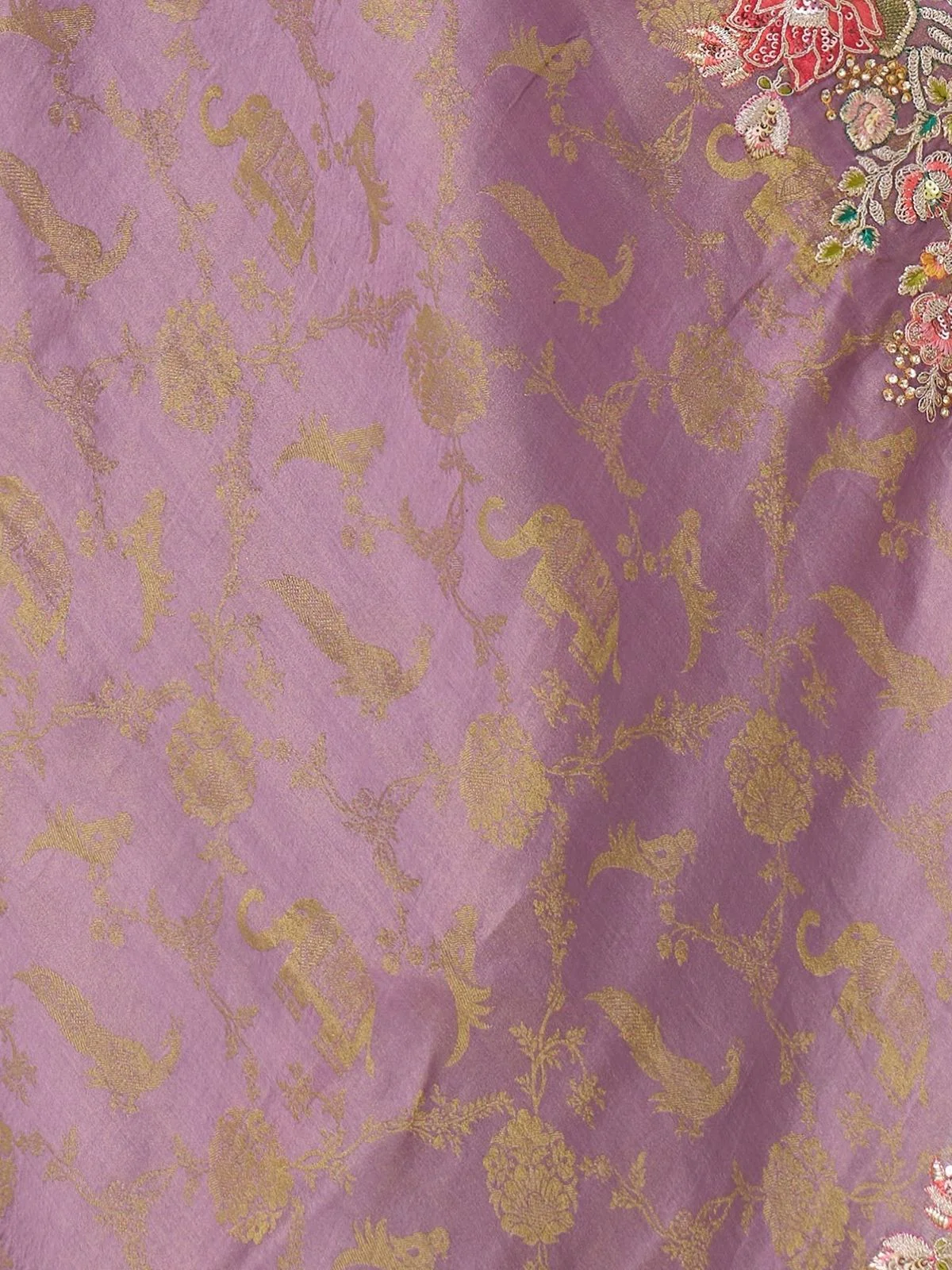 Odette Lavender Viscose Silk Embroidered Saree For Women - Image 6