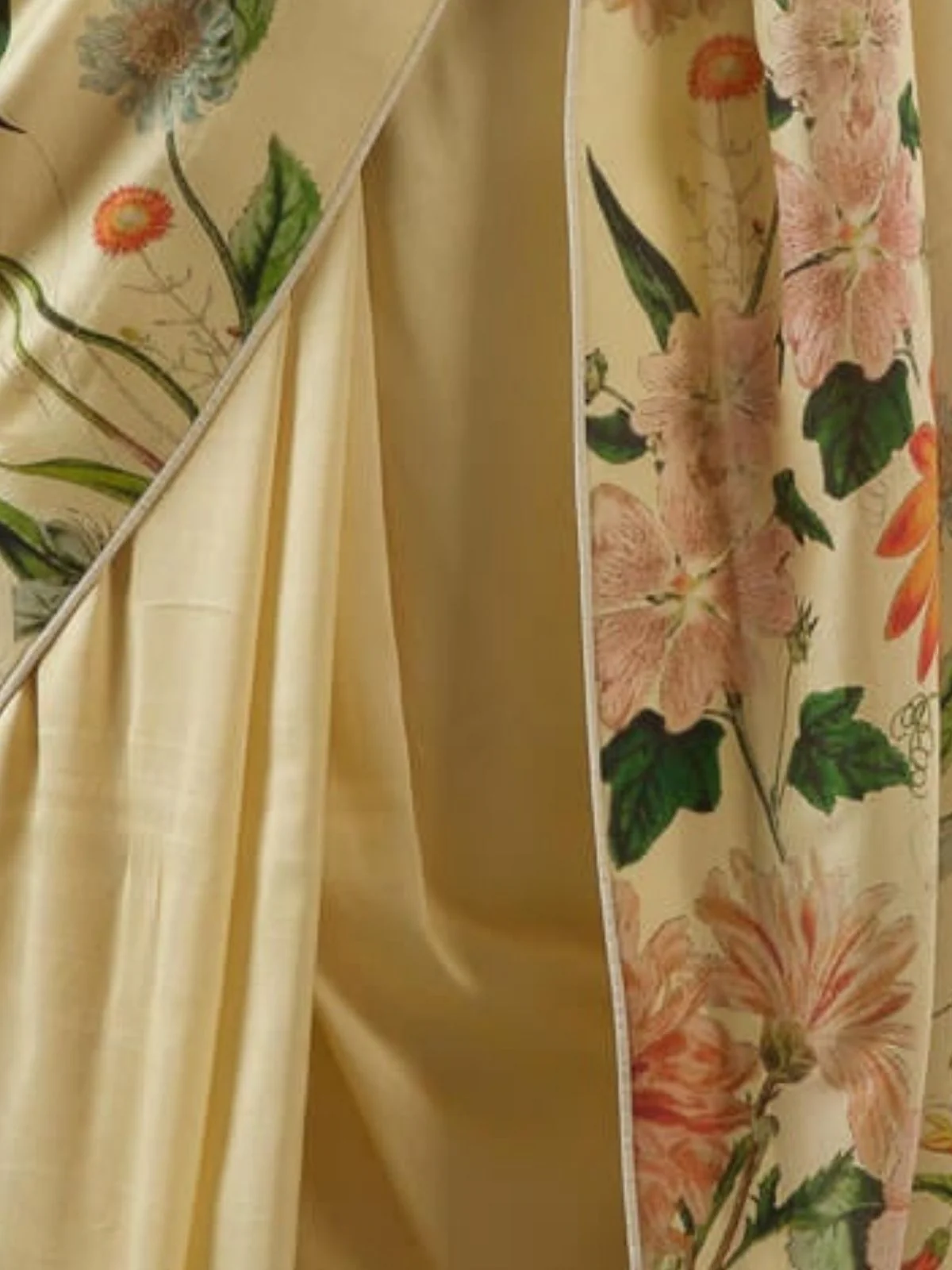 Odette Light Beige Georgette Floral Print Saree For Women - Image 4