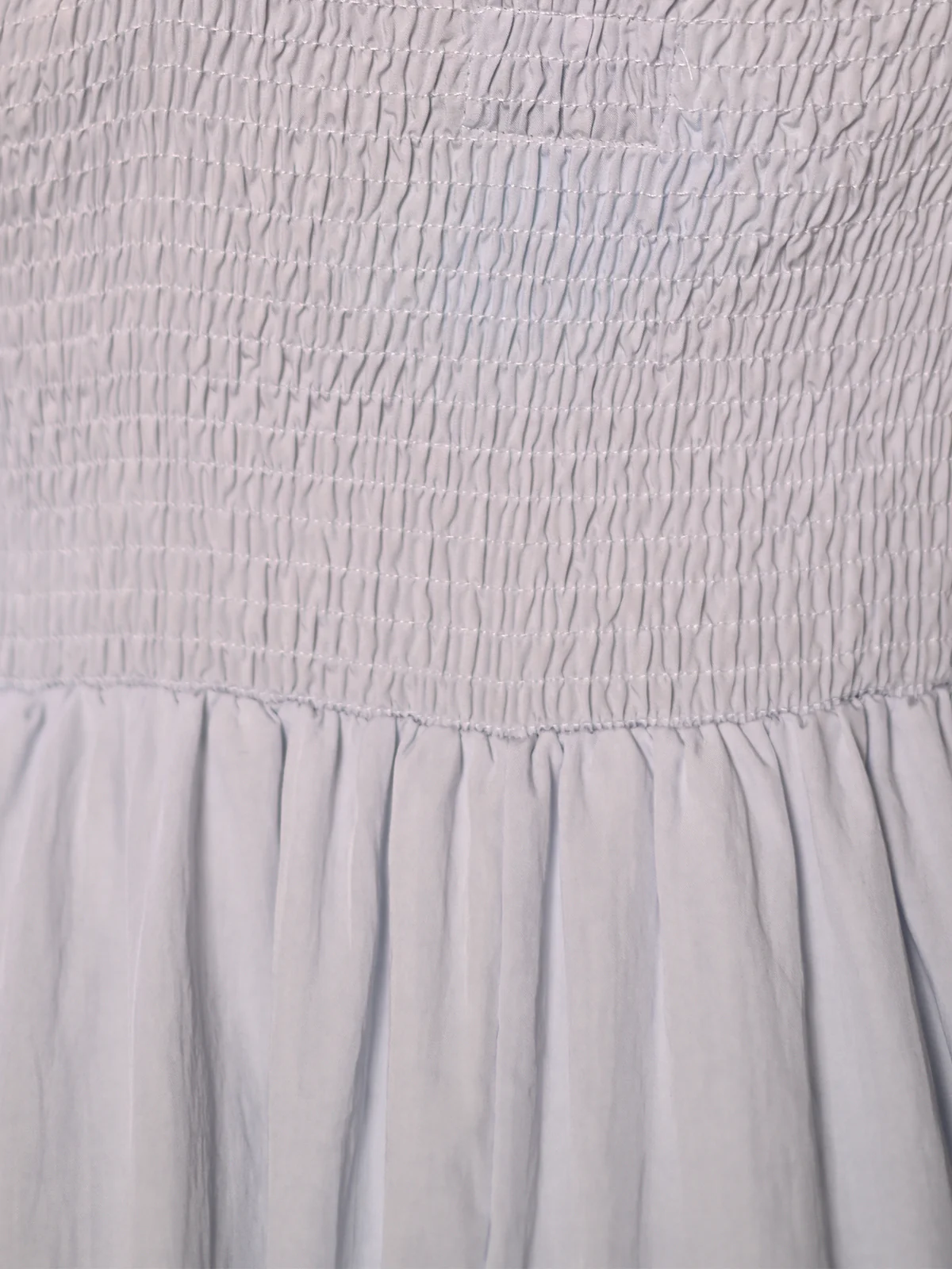 Odette Light Blue Cotton Poplin Elasticated Dress for Women - Image 5