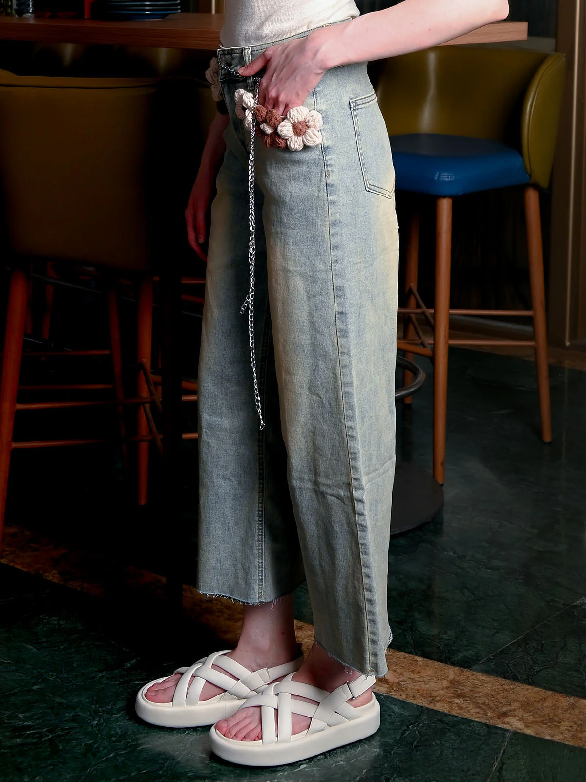 Odette Light Blue Denim Ombre Denim Jeans For Women - Image 3