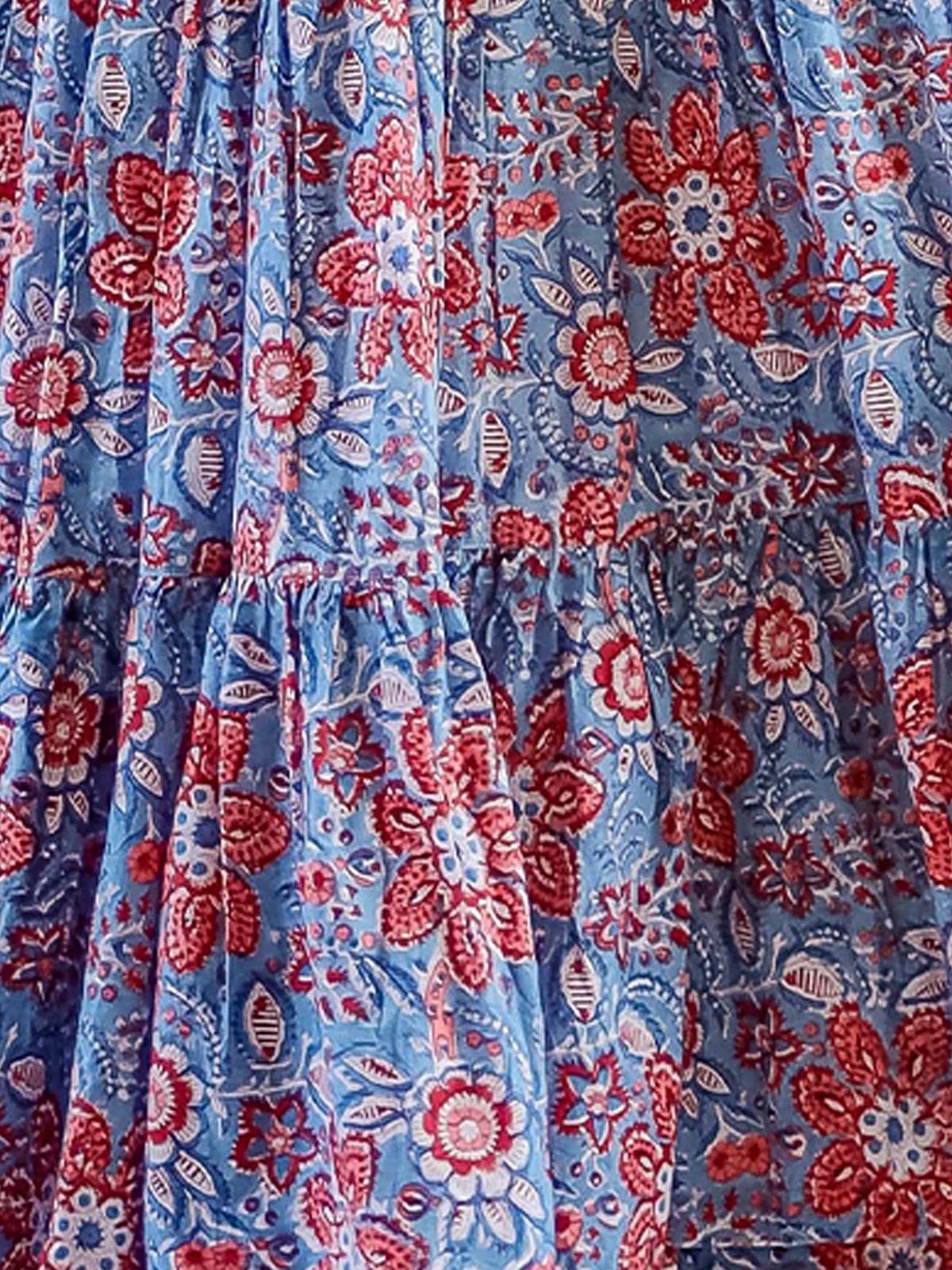 Odette Light Blue Muslin Printed Stitched Gown for Women - Image 6