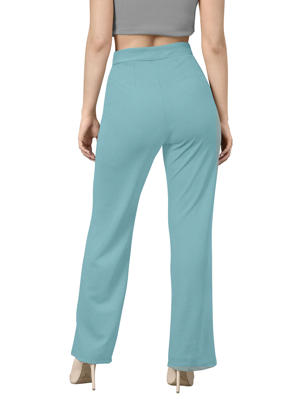 Odette Light Blue Polyester Trouser For Women - Image 5