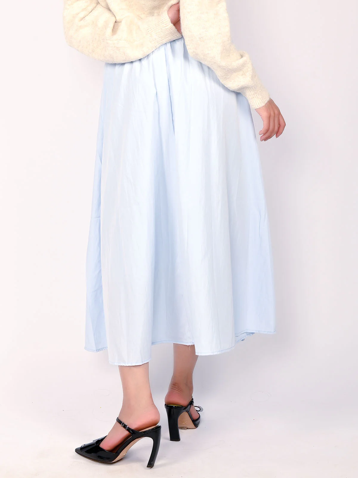 Odette Light Blue Polyster Bow Design Skirt For Women - Image 4