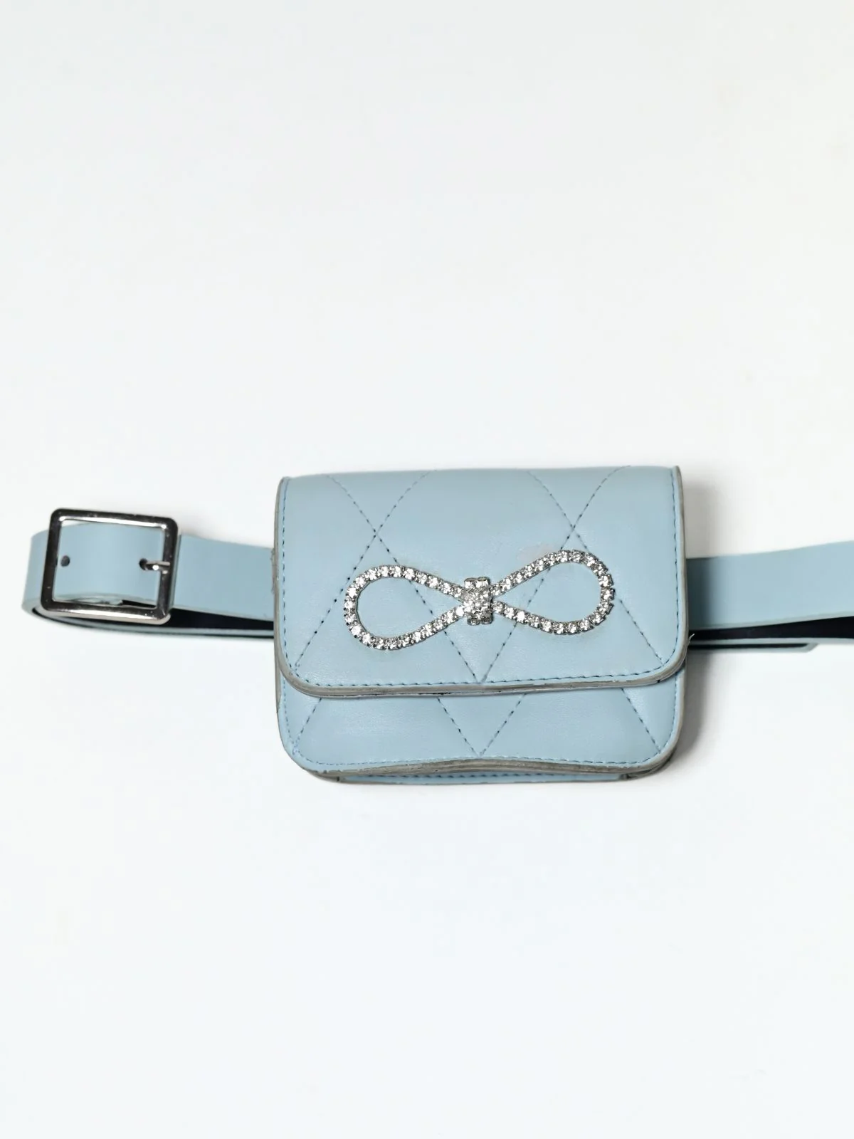 Odette Light Blue PU Pearl Belt Bag For Women - Image 2