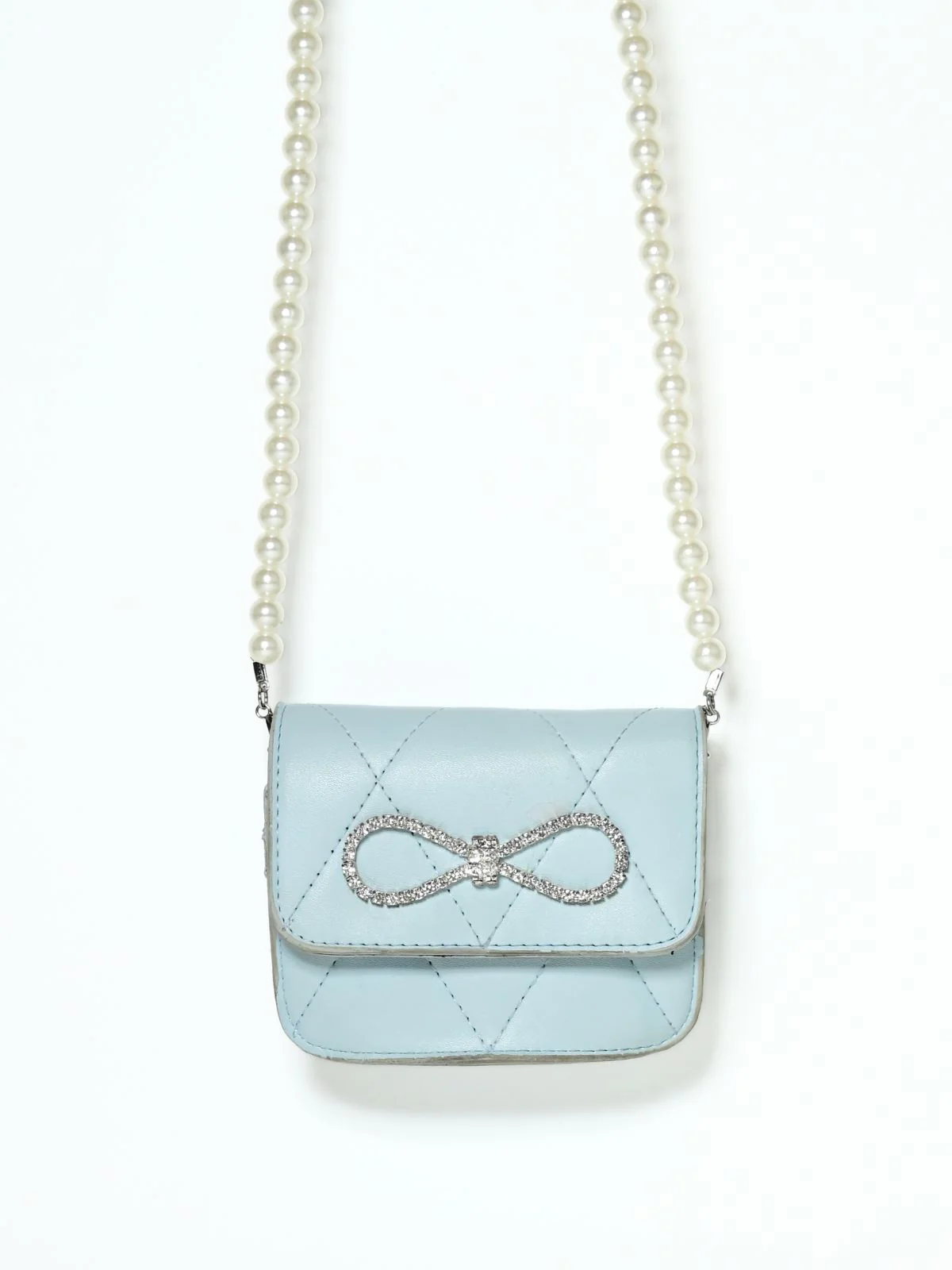 Odette Light Blue PU Pearl Belt Bag For Women - Image 7