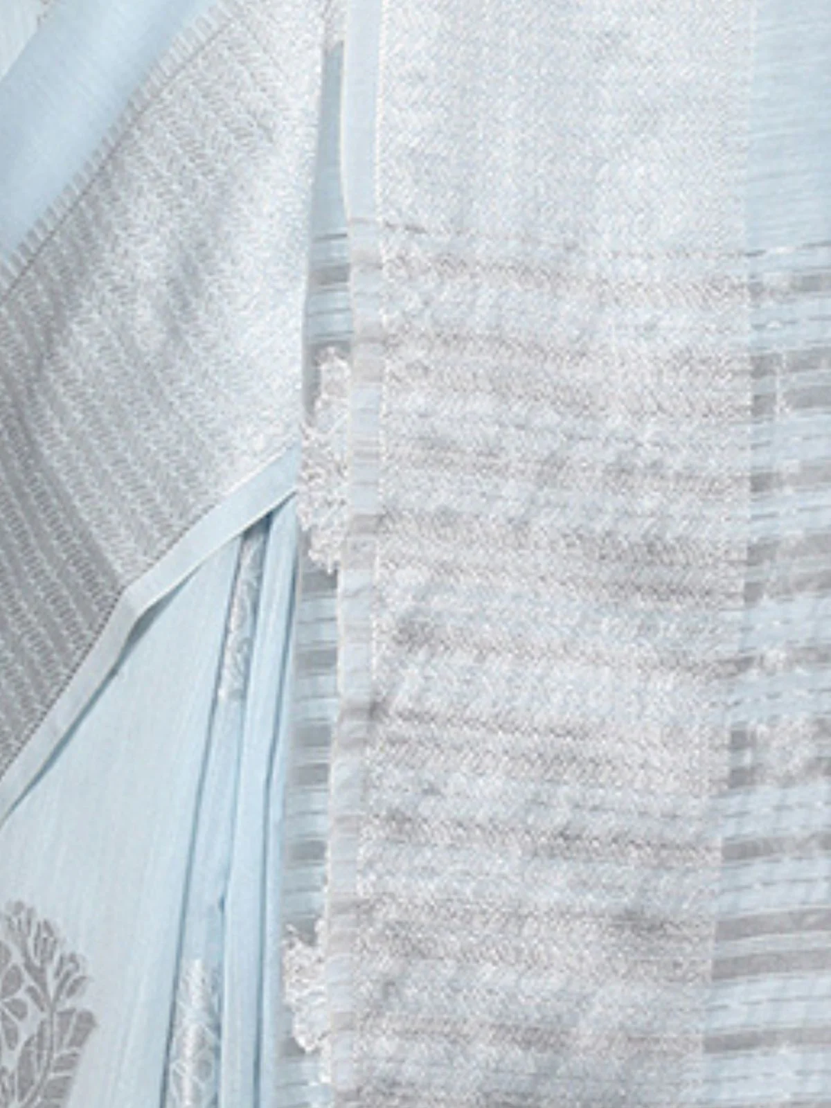 Odette Light Blue Silk Blend Embellished Saree For Women - Image 5