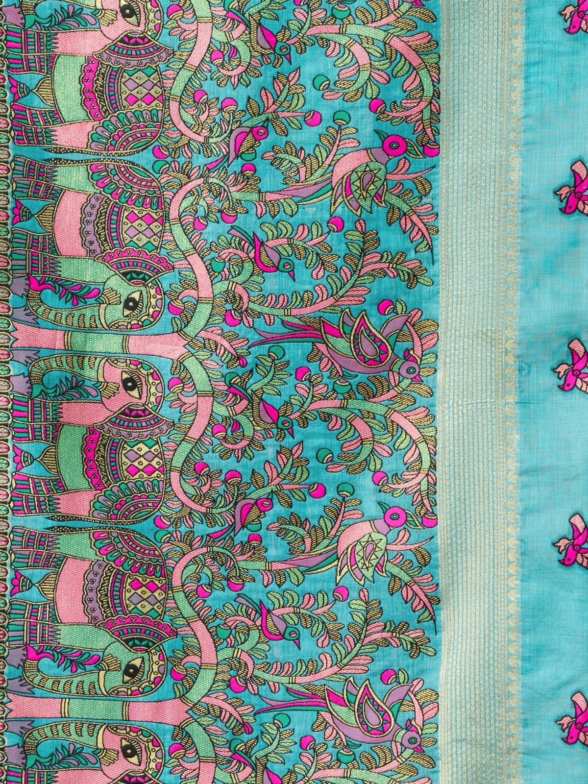 Odette Light Blue Silk Blend Printed Saree For Women - Image 6