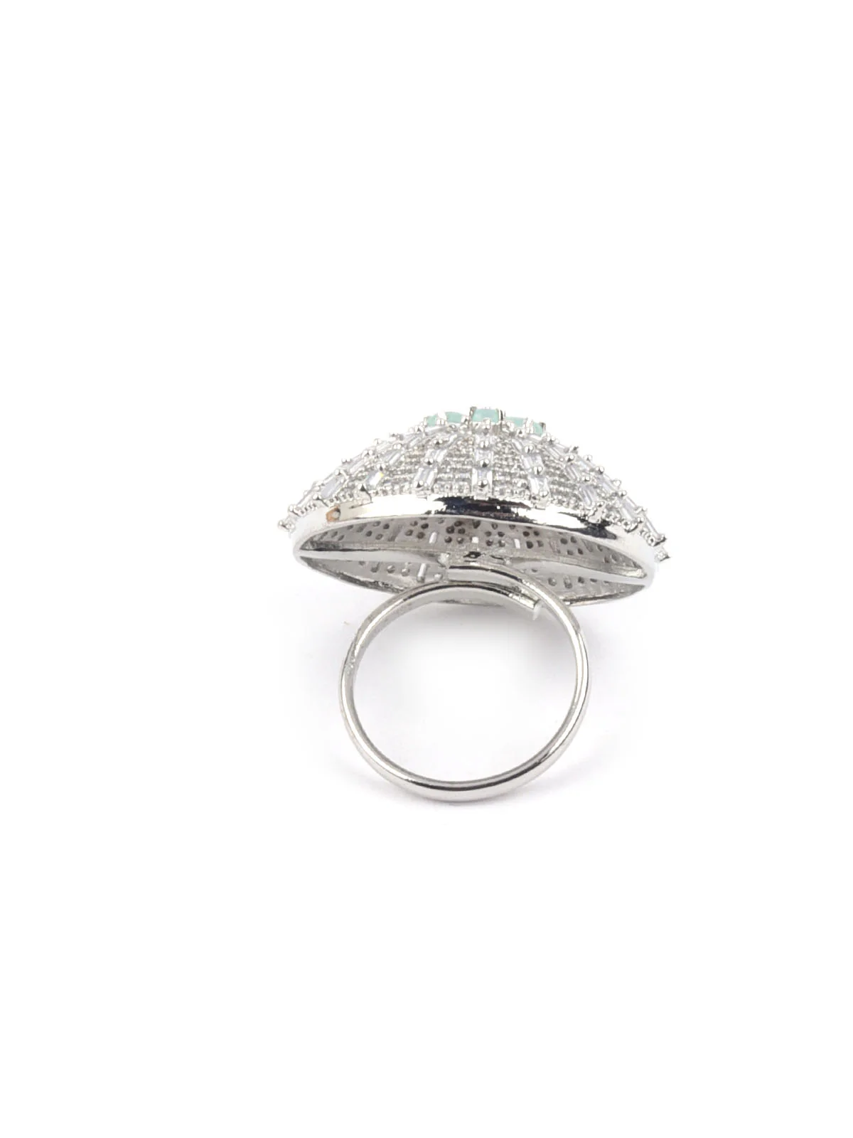 Odette Light Blue & Silver Alloy Embellished Ring For Women - Image 5