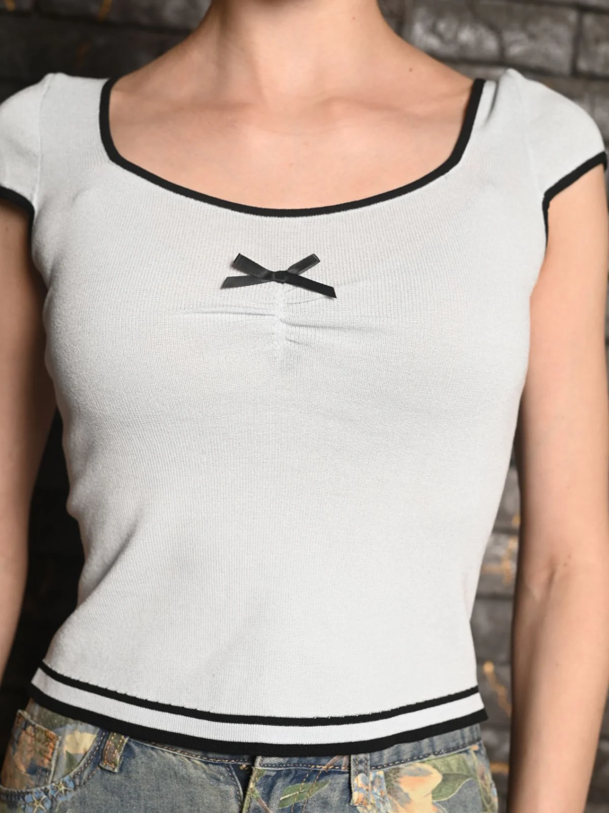 Odette Light Blue Viscose Jersey Lycra Solid Top For Women - Image 5
