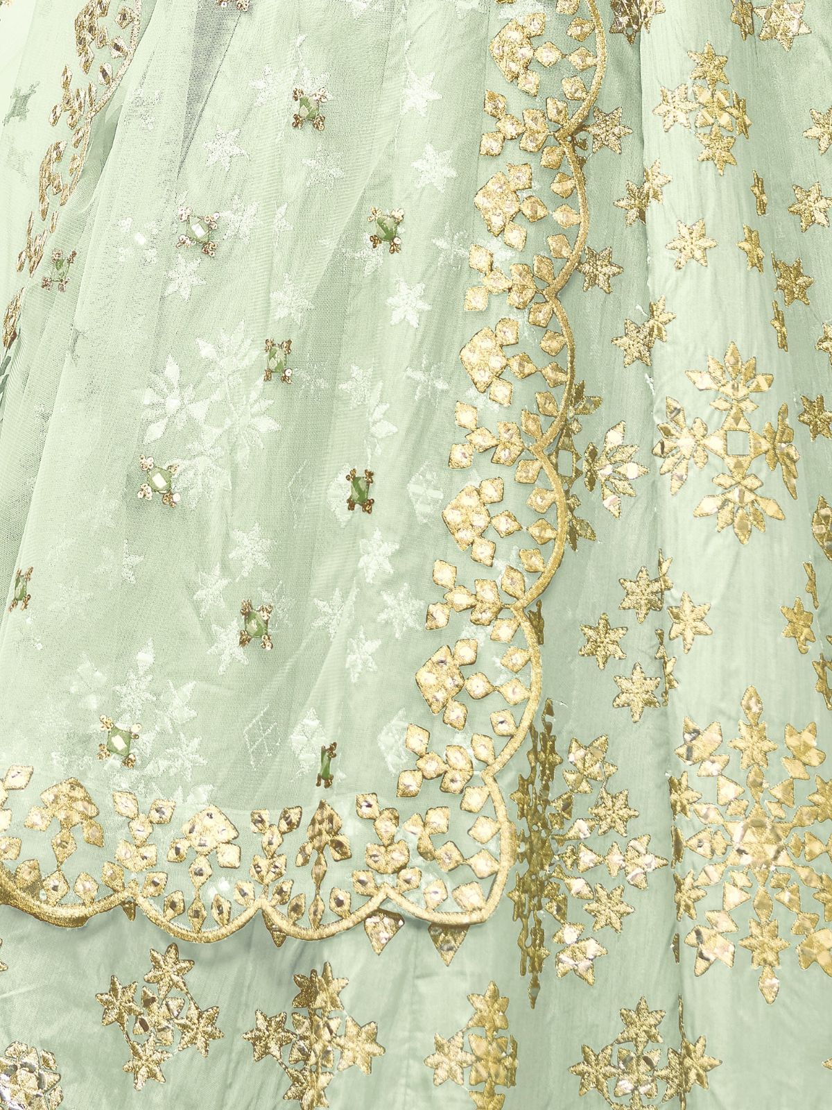 Odette Light Green Art Silk Embroidered Semi Stitched Lehenga With Unstitched Blouse For Women - Image 5