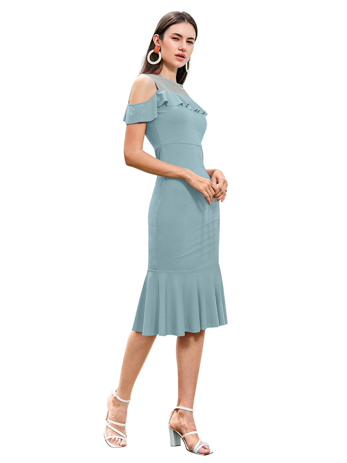 Odette Blue Knit Fabric Bodycon For Women - Image 3