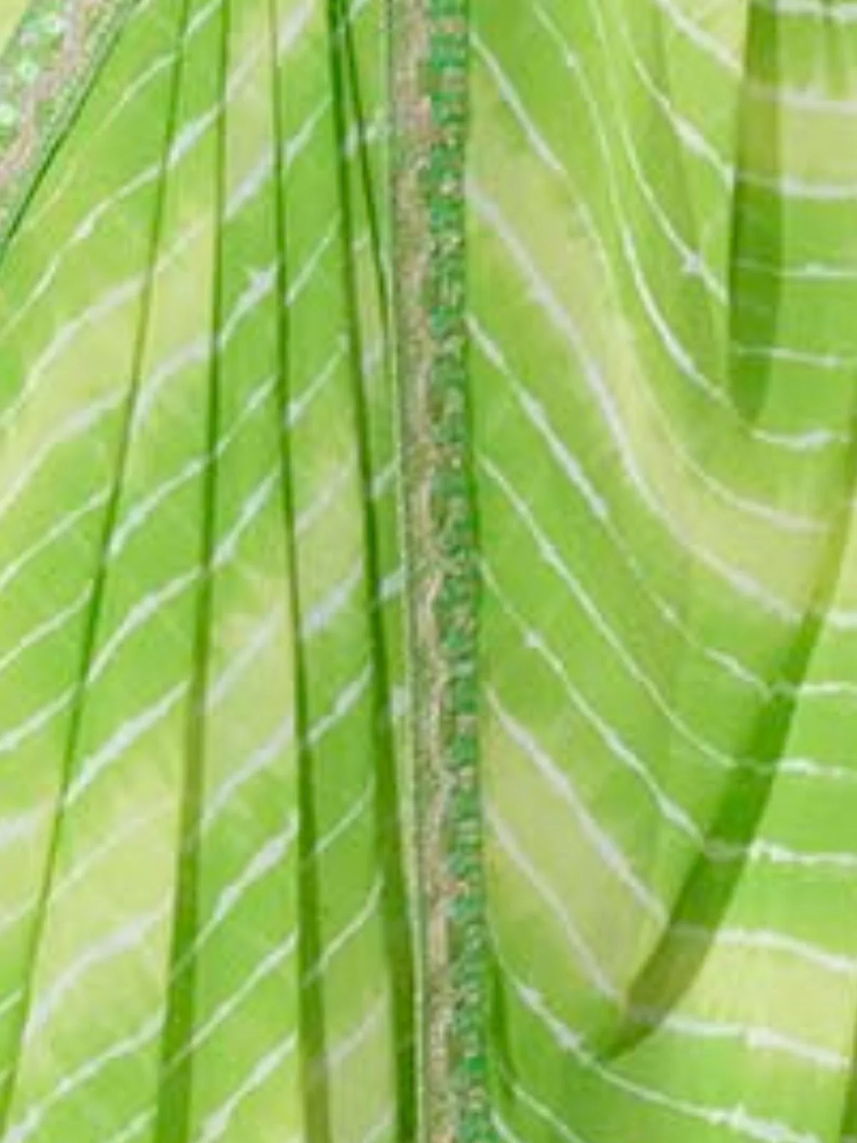 Odette Light Green Cotton Linen Embroidered Striped Saree For Women - Image 6