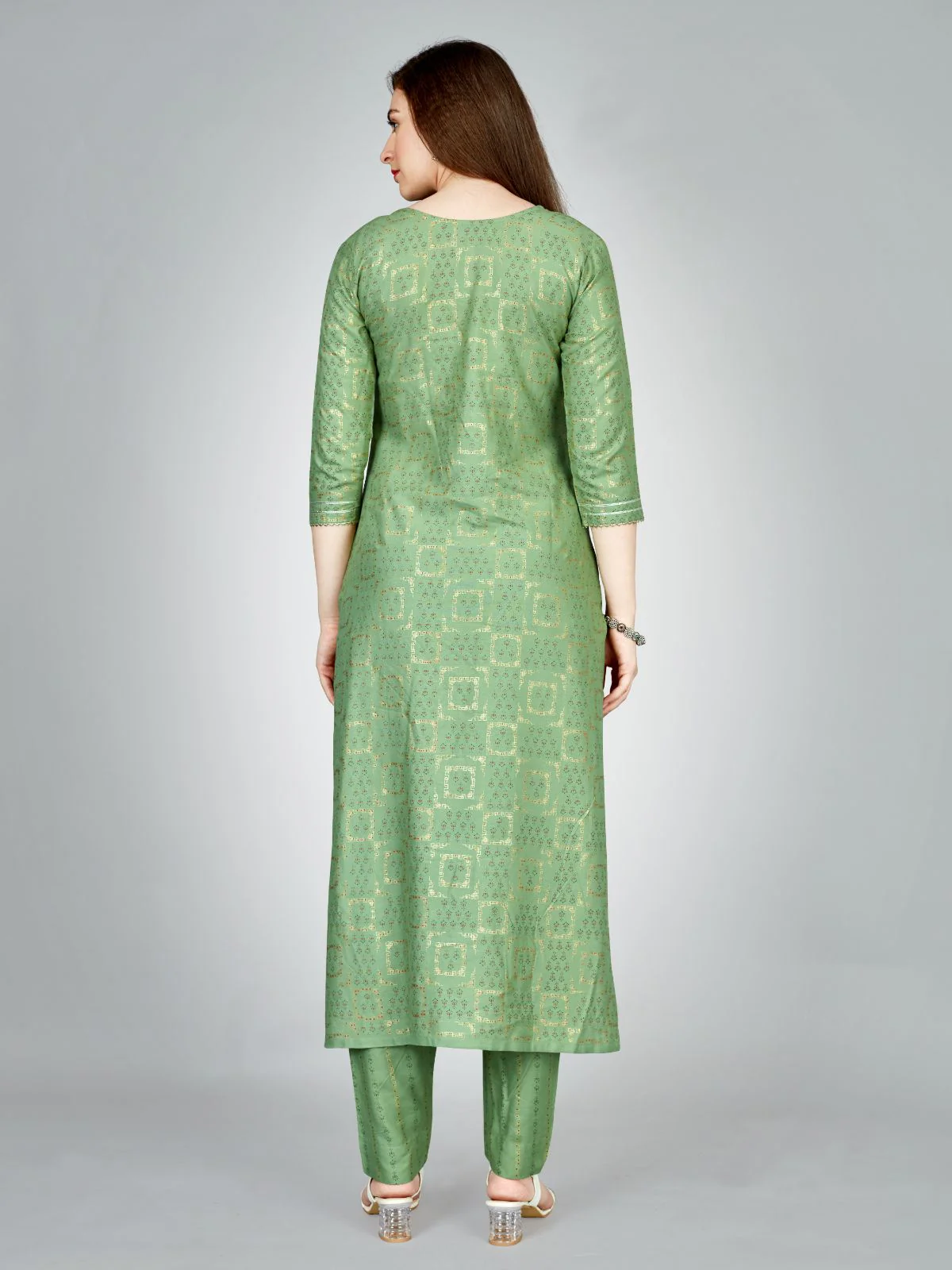 Odette Light Green Embroidered Rayon Stitched Kurta Set For Women - Image 5