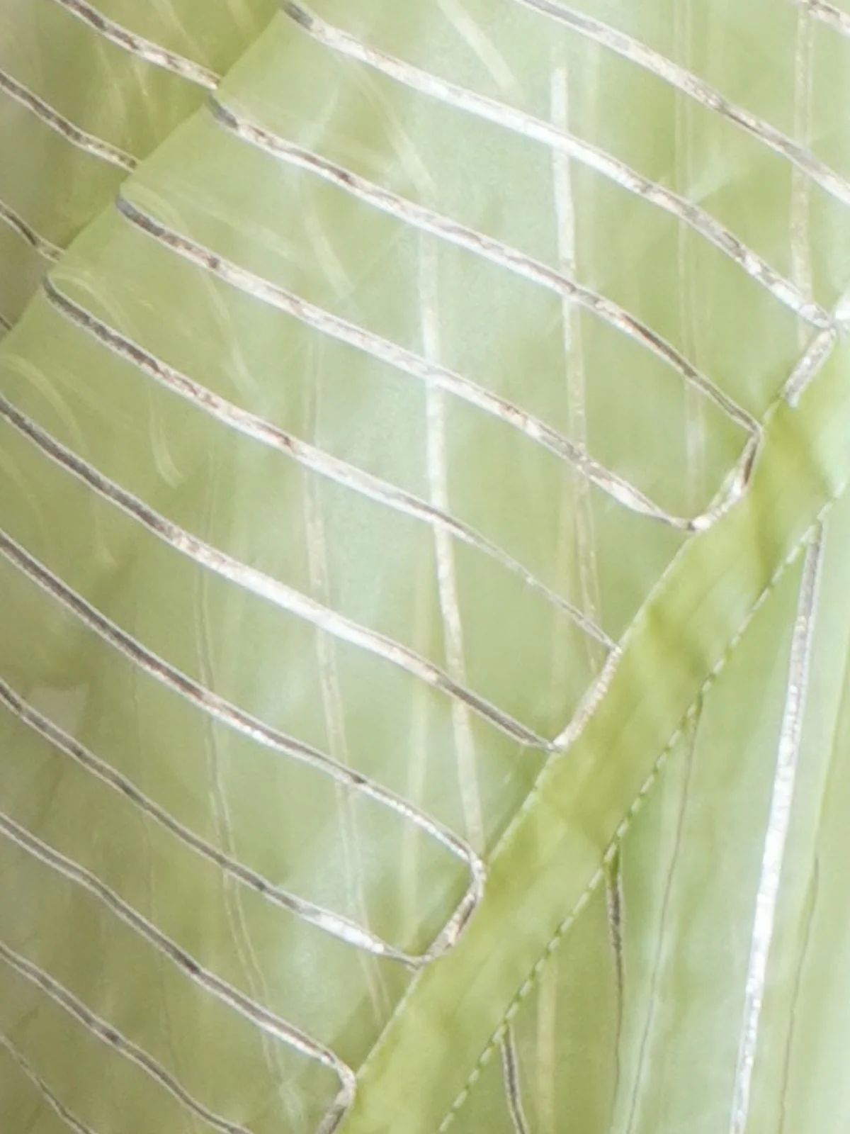 Odette Light Green Organza Lace Work Saree With Unstitched Blouse For Women - Image 6