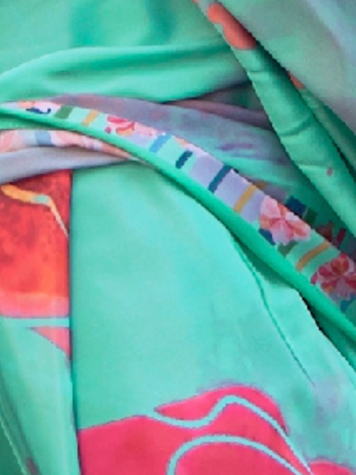 Odette Light Green Silk Blend Printed Saree With Unstitched Blouse For Women - Image 3