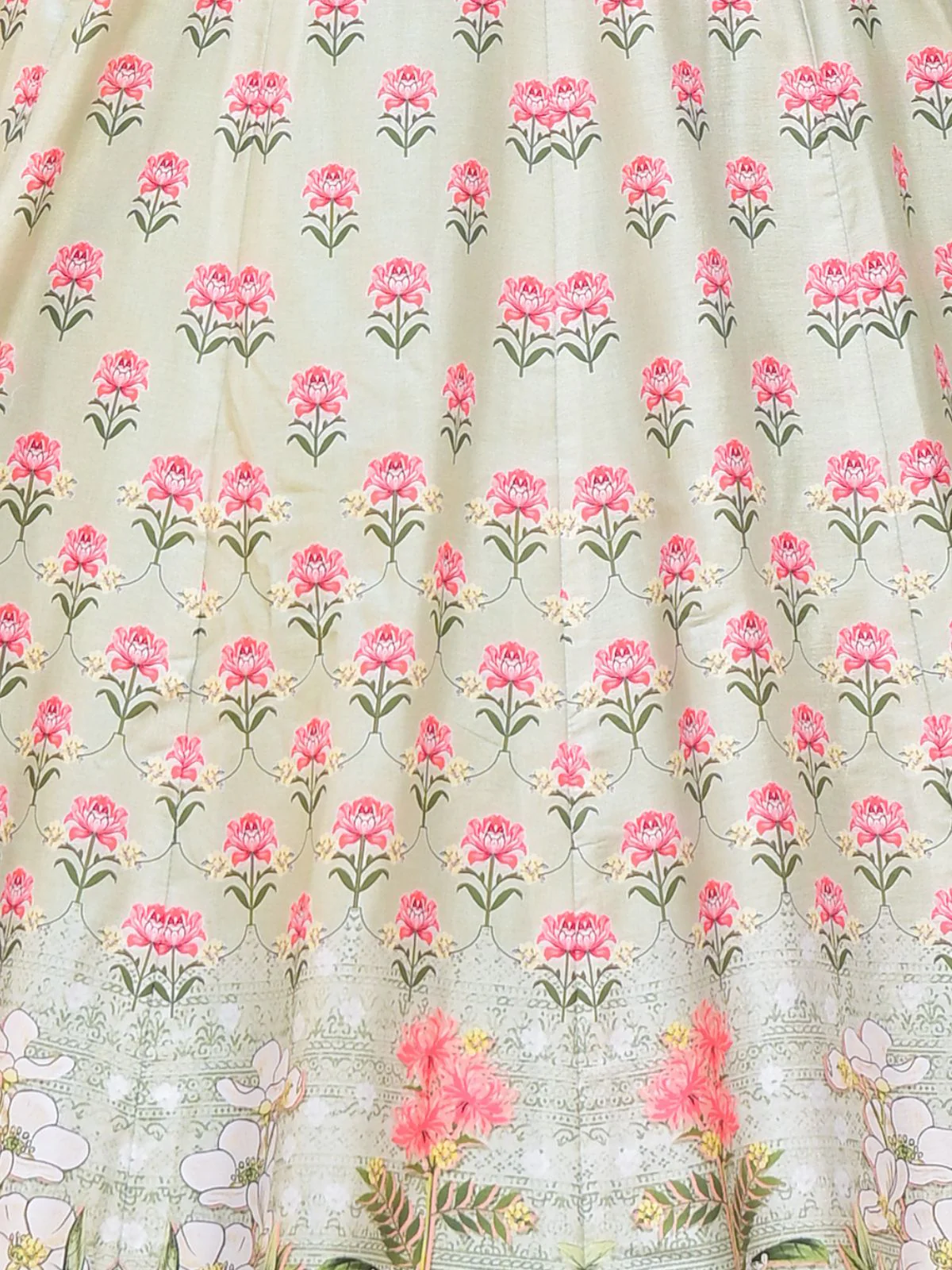 Odette Light Green Silk Blend Printed Stitched Gown For Women - Image 5