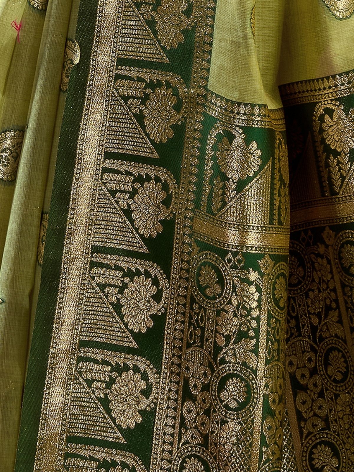 Odette Light Green Silk Blend Woven Saree For Women - Image 5