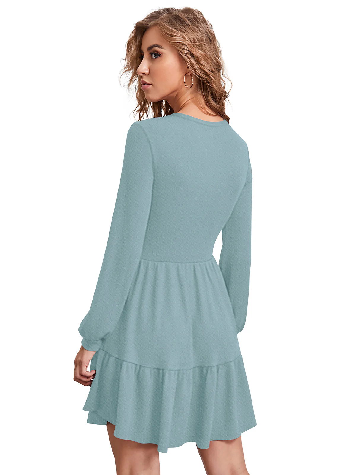 Odette Light Blue Skater Knit Fabric Dress For Women - Image 3